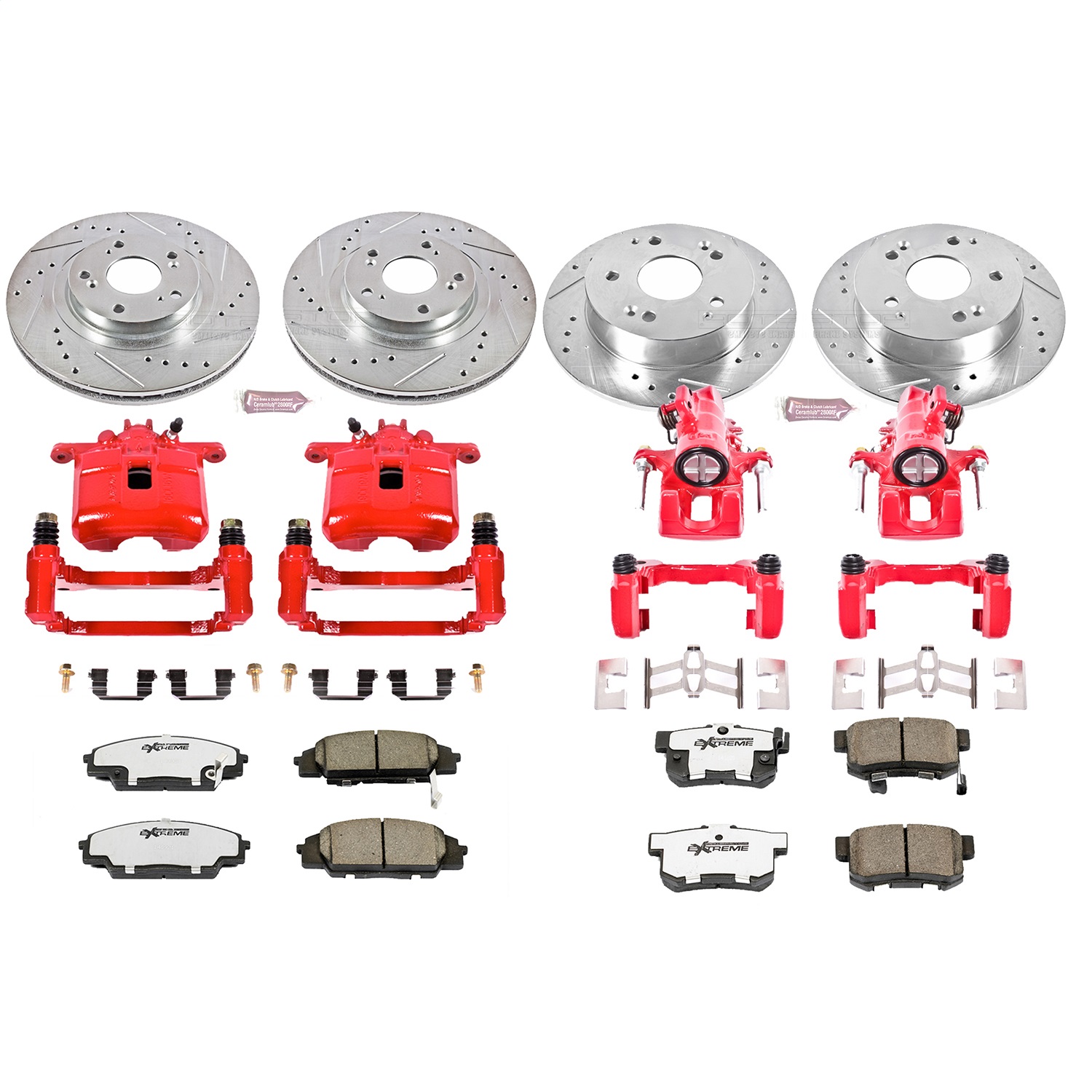 Power Stop - KC2441-26 - Front and Rear - Disc Brake Pad/Caliper and Rotor Kit
