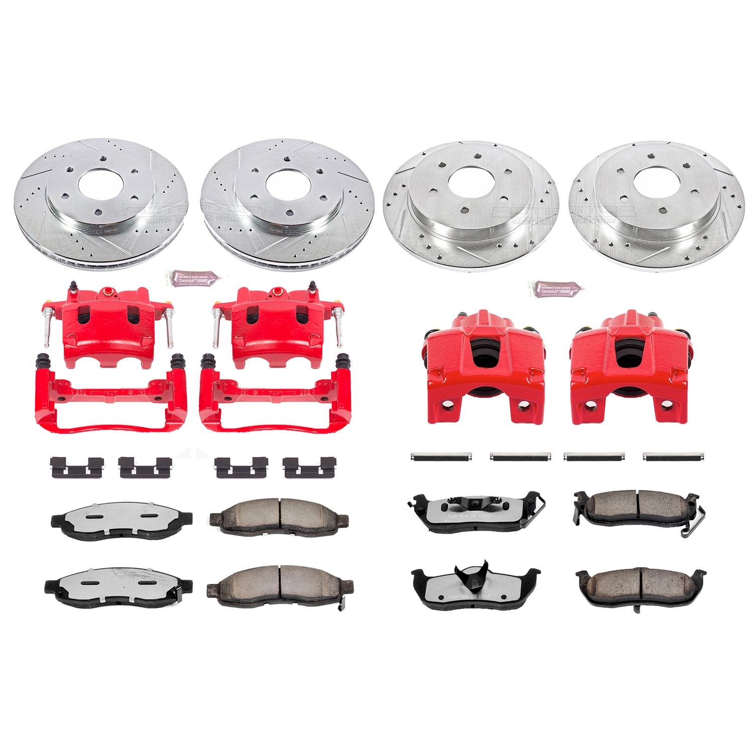 Power Stop - KC2443-36 - Front and Rear - Disc Brake Pad/Caliper and Rotor Kit