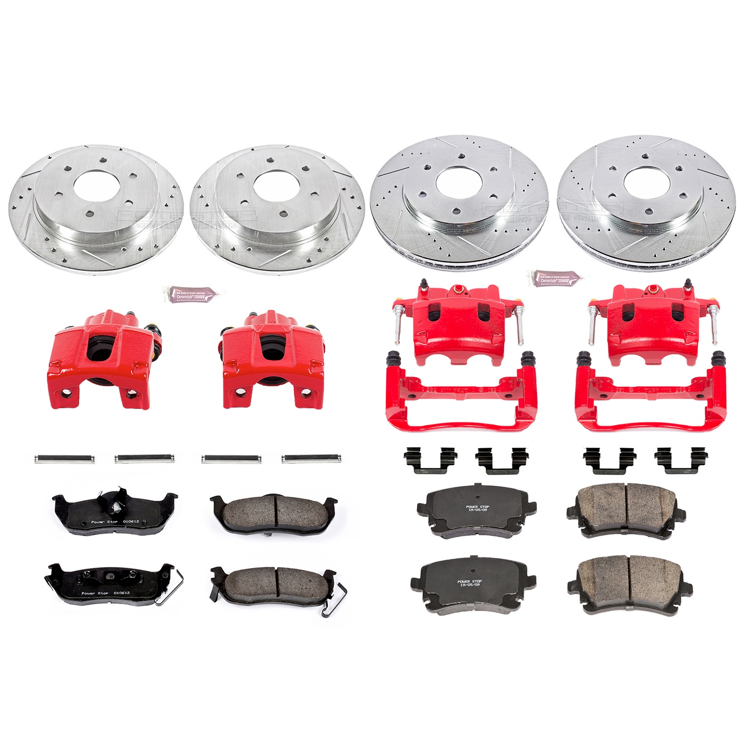 Power Stop - KC2443 - Front and Rear - Disc Brake Pad/Caliper and Rotor Kit