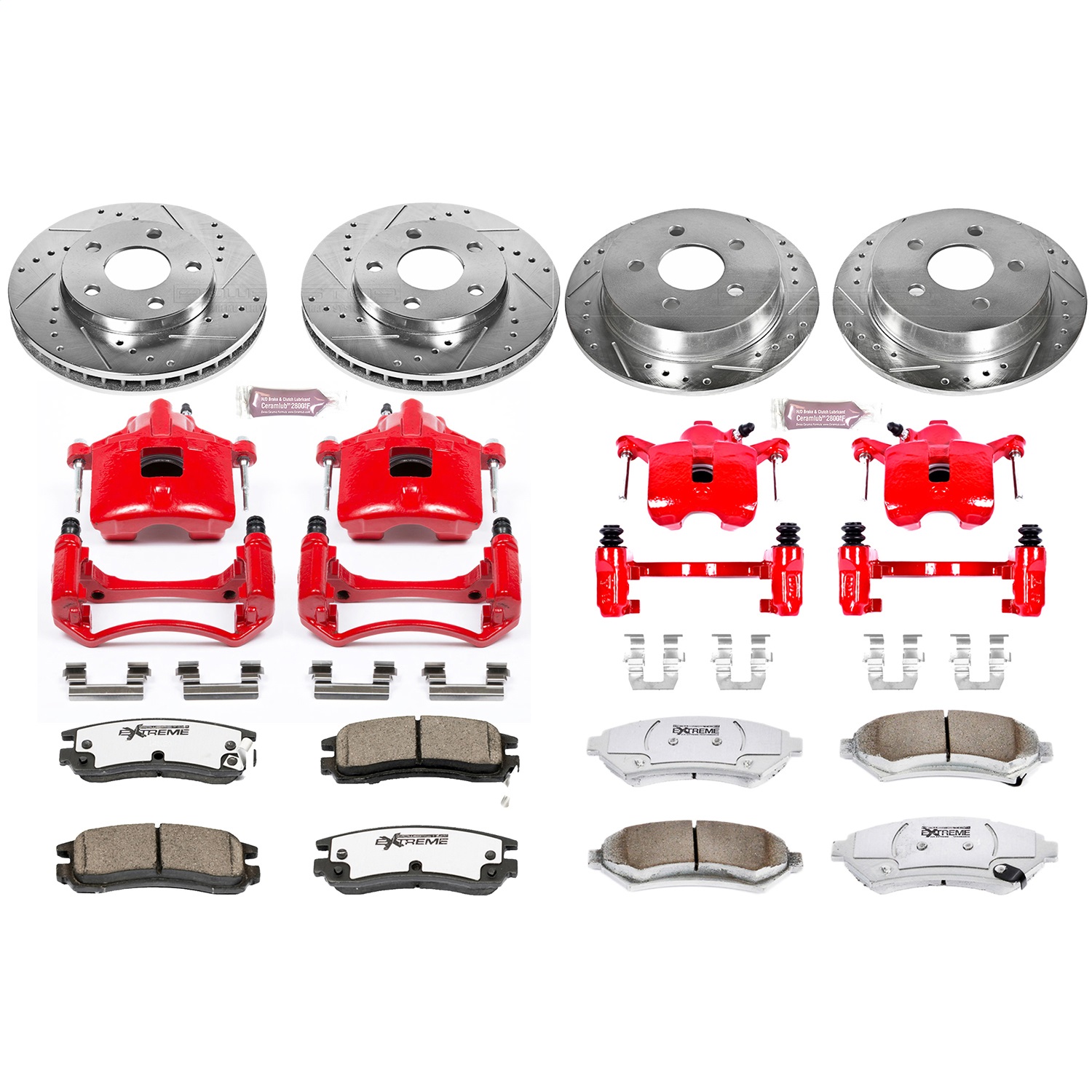 Power Stop - KC2554-26 - Front and Rear - Disc Brake Pad/Caliper and Rotor Kit