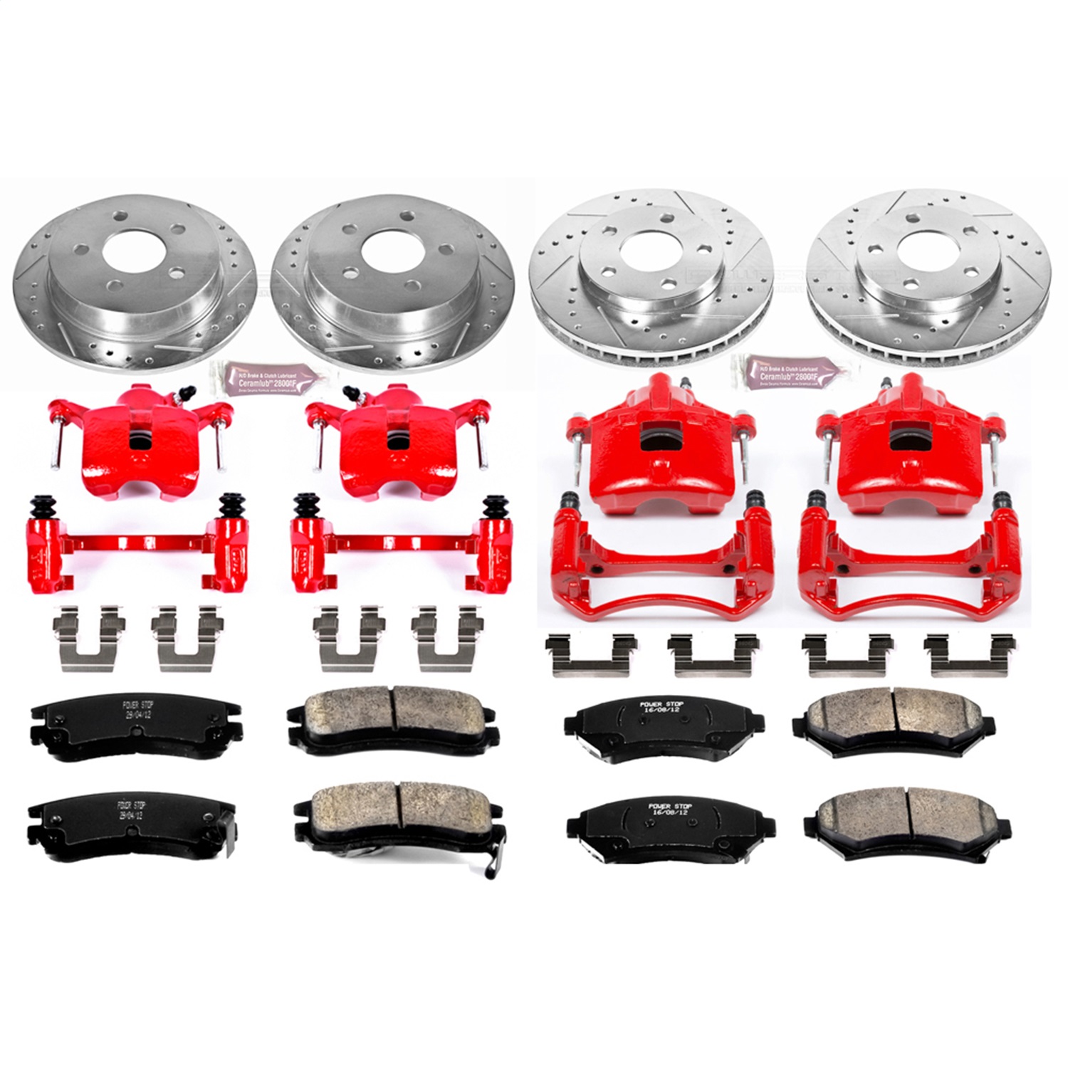 Power Stop - KC2554 - Front and Rear - Disc Brake Pad/Caliper and Rotor Kit