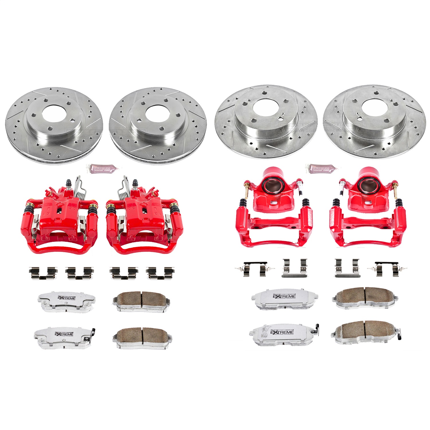 Power Stop - KC2703-26 - Front and Rear - Disc Brake Pad/Caliper and Rotor Kit
