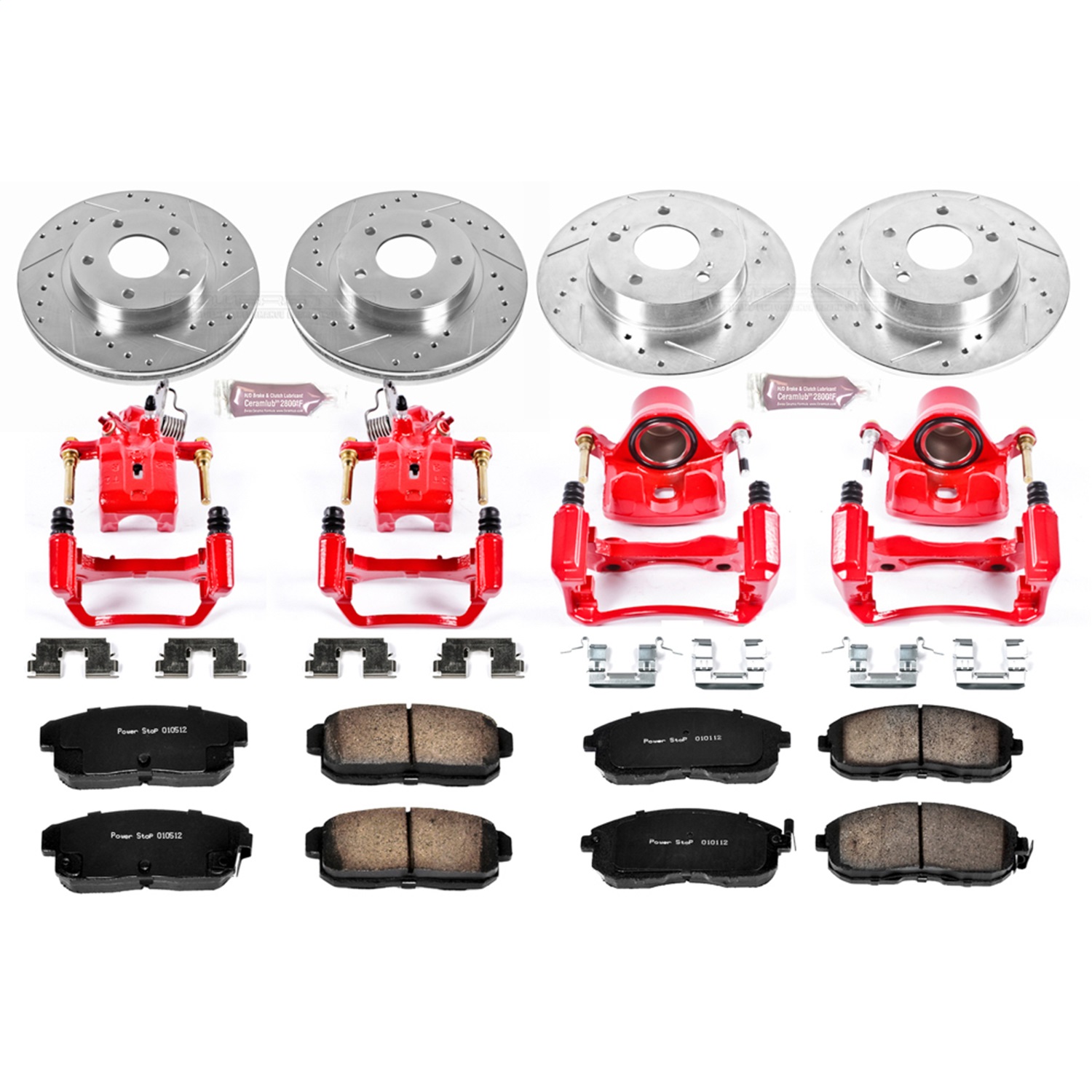 Power Stop - KC2703 - Front and Rear - Disc Brake Pad/Caliper and Rotor Kit