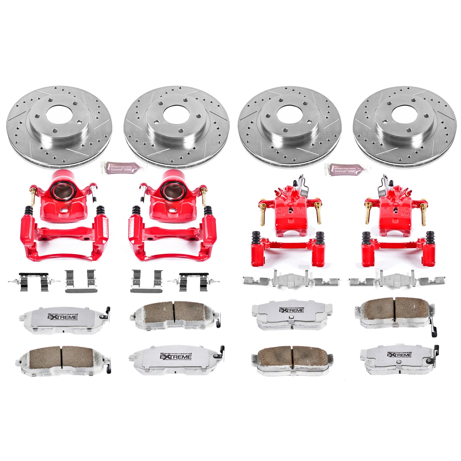 Power Stop - KC2704-26 - Front and Rear - Disc Brake Pad/Caliper and Rotor Kit