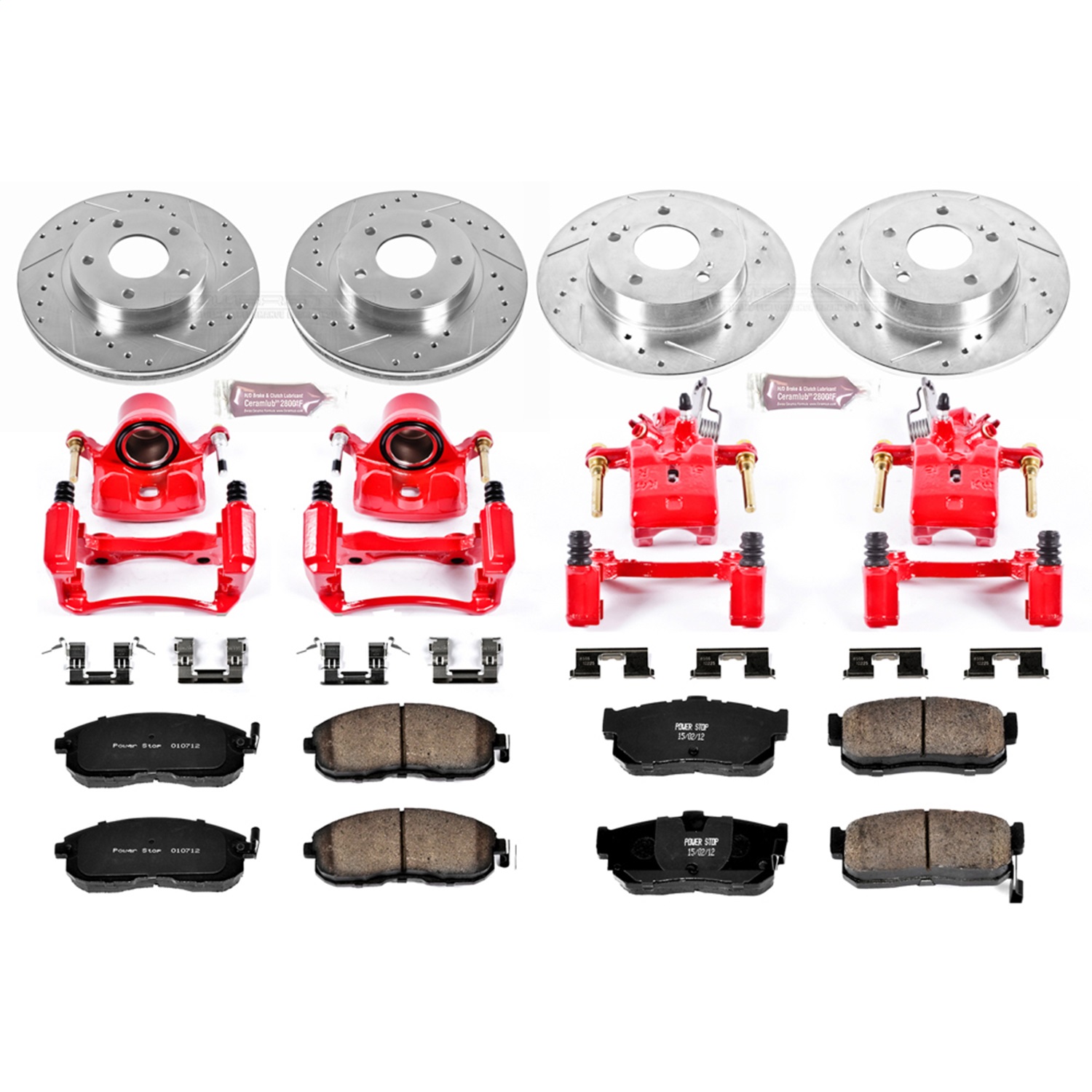 Power Stop - KC2704 - Front and Rear - Disc Brake Pad/Caliper and Rotor Kit