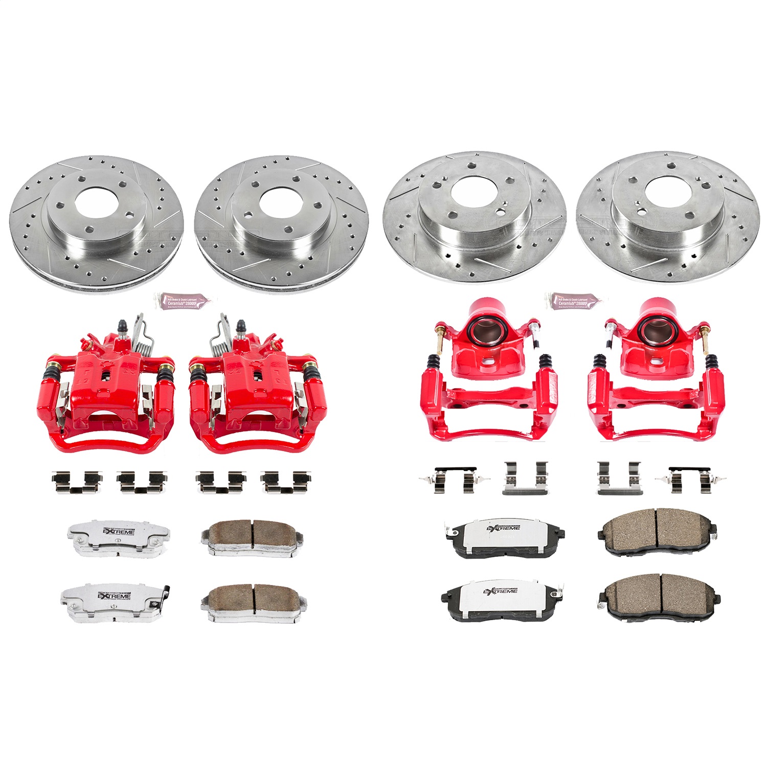 Power Stop - KC2705-26 - Front and Rear - Disc Brake Pad/Caliper and Rotor Kit