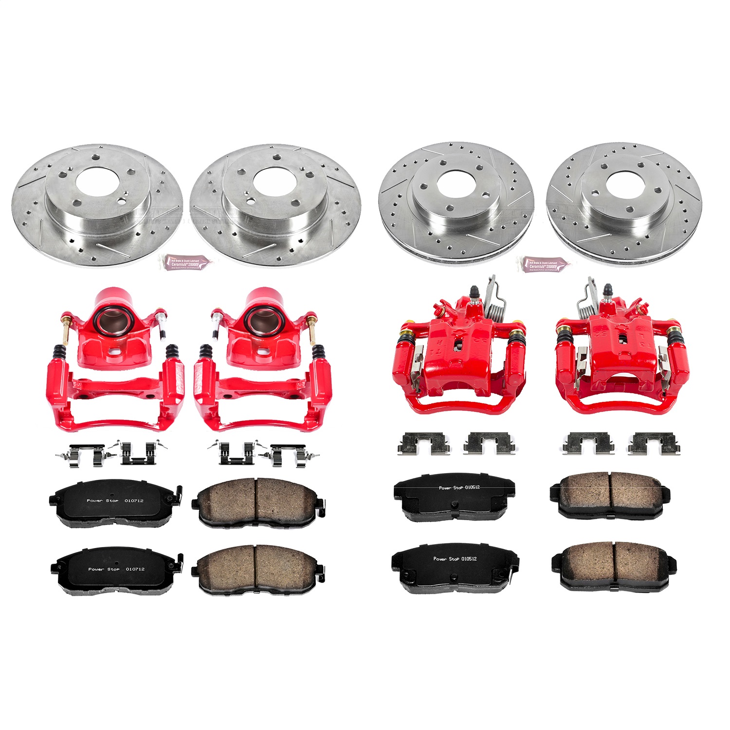 Power Stop - KC2705 - Front and Rear - Disc Brake Pad/Caliper and Rotor Kit