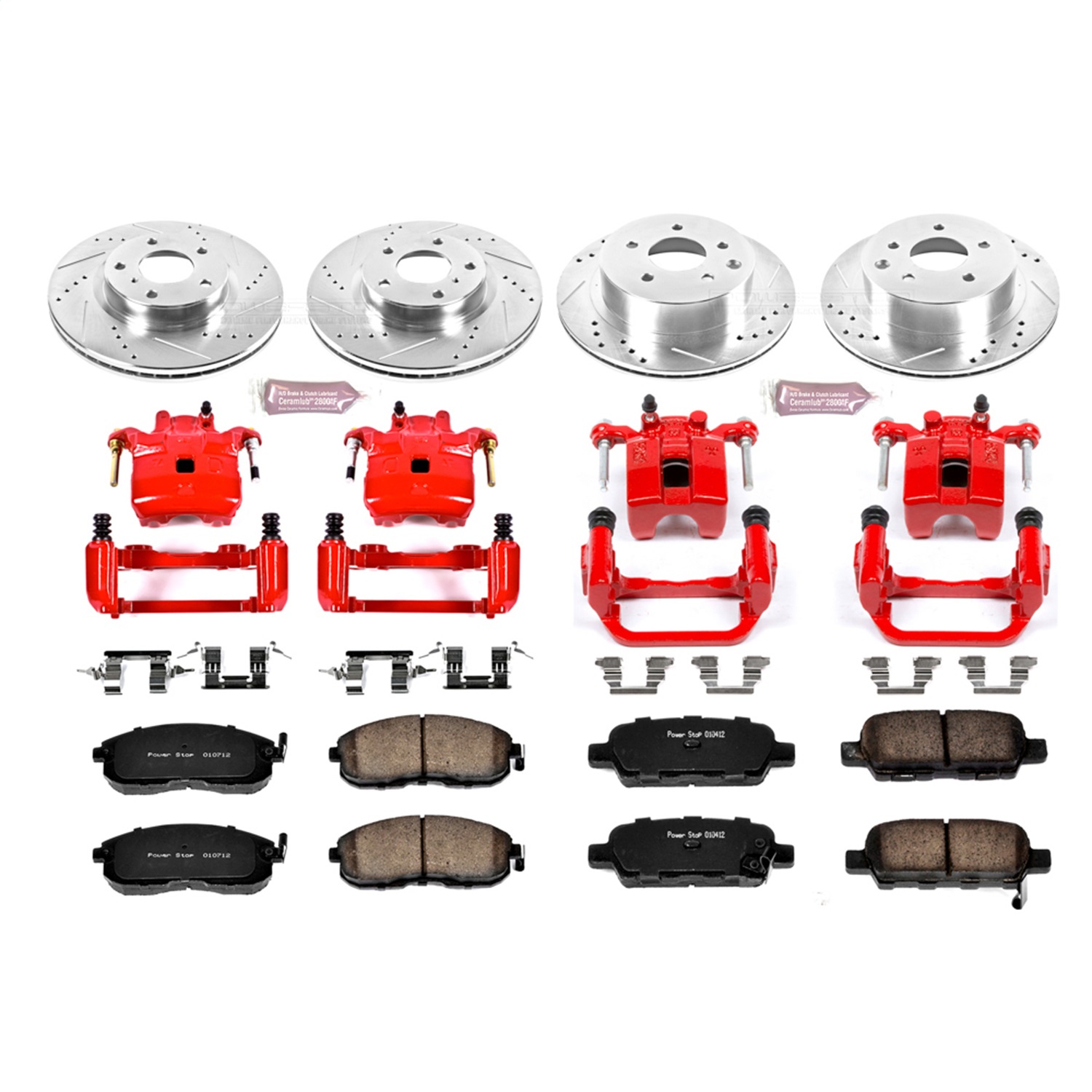 Power Stop - KC2710 - Front and Rear - Disc Brake Pad/Caliper and Rotor Kit