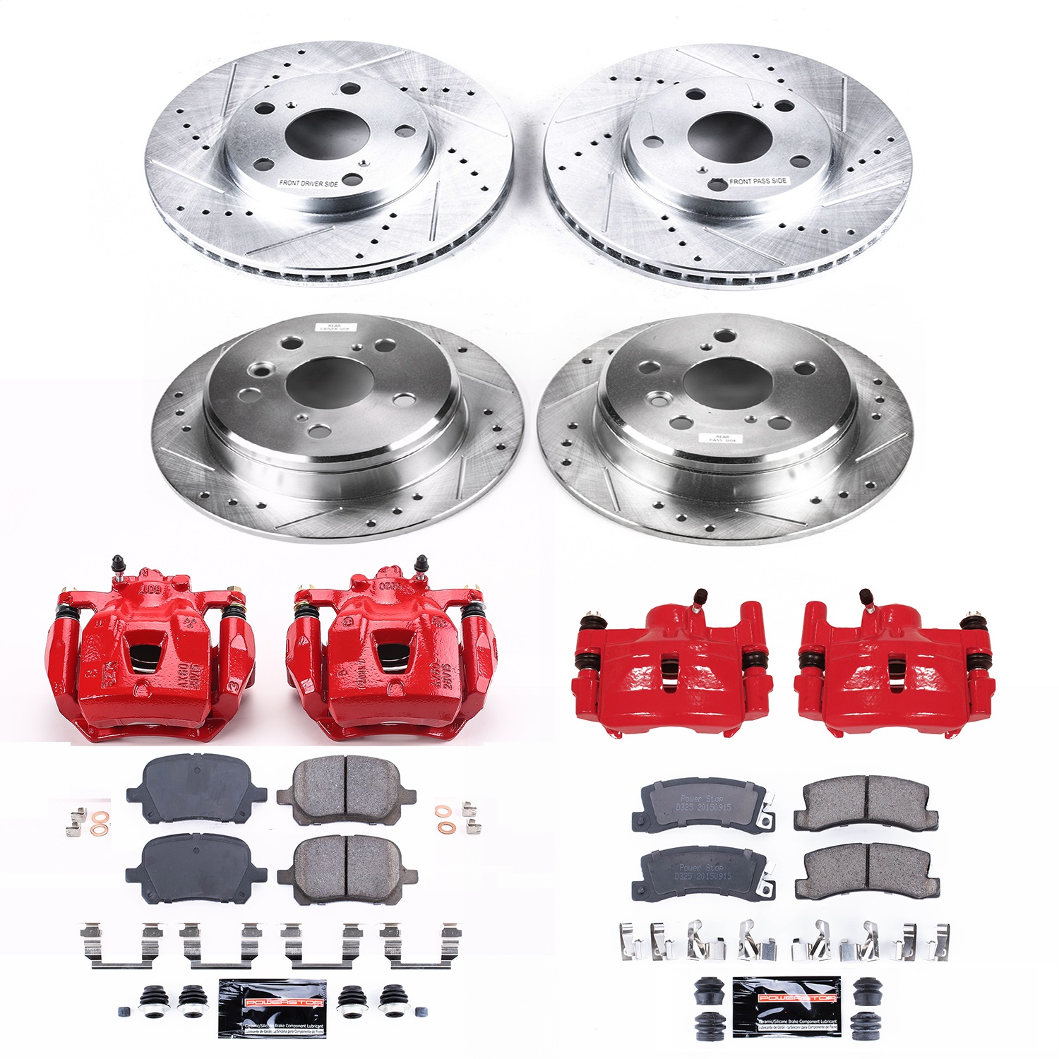 Power Stop - KC2713 - Front and Rear - Disc Brake Pad/Caliper and Rotor Kit