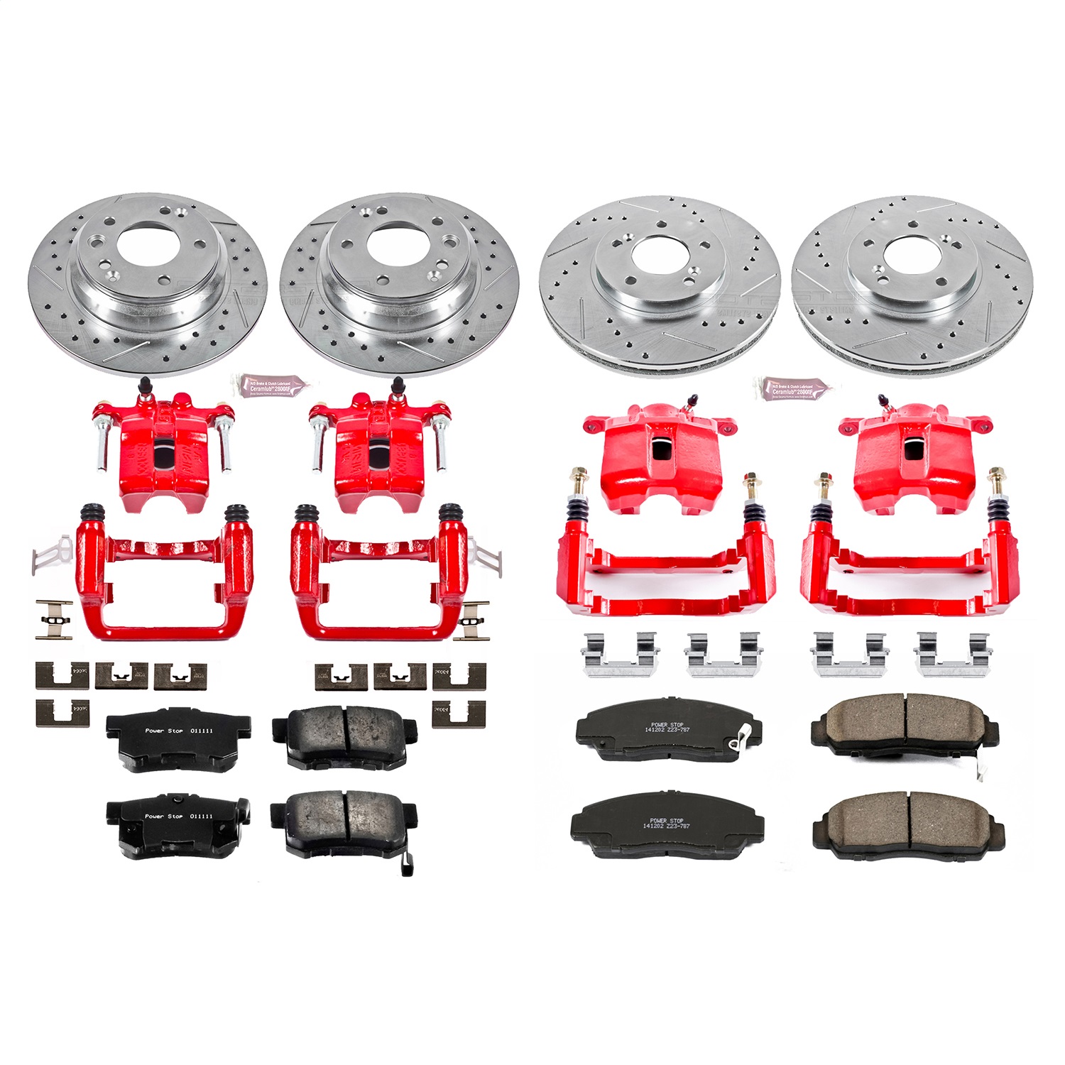 Power Stop - KC2715 - Front and Rear - Disc Brake Pad/Caliper and Rotor Kit
