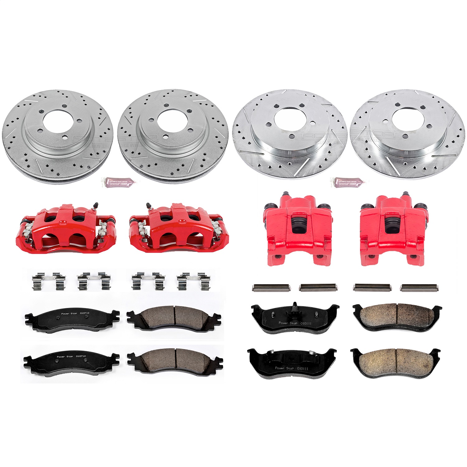 Power Stop - KC2721 - Front and Rear - Disc Brake Pad/Caliper and Rotor Kit