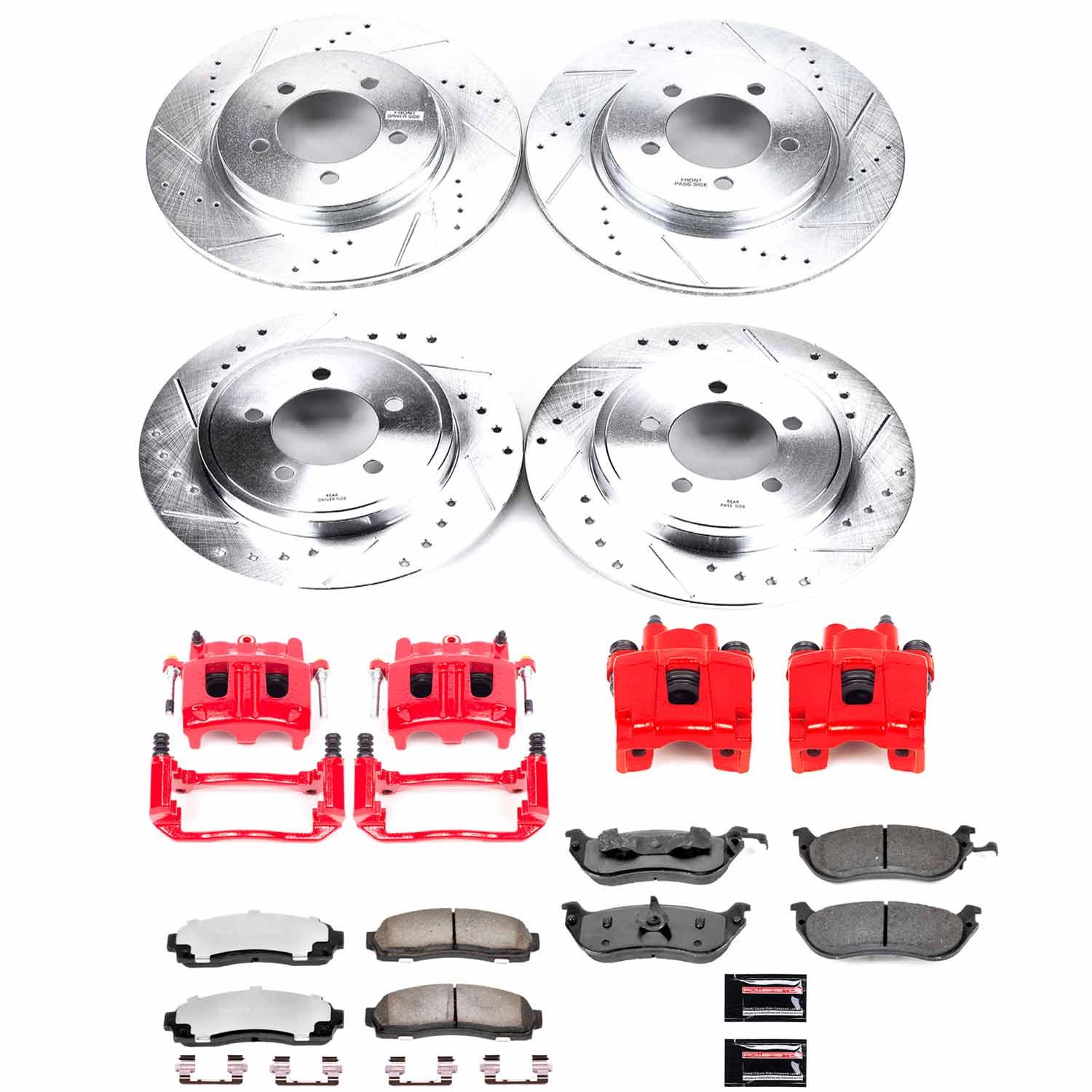 Power Stop - KC2722-36 - Front and Rear - Disc Brake Pad/Caliper and Rotor Kit