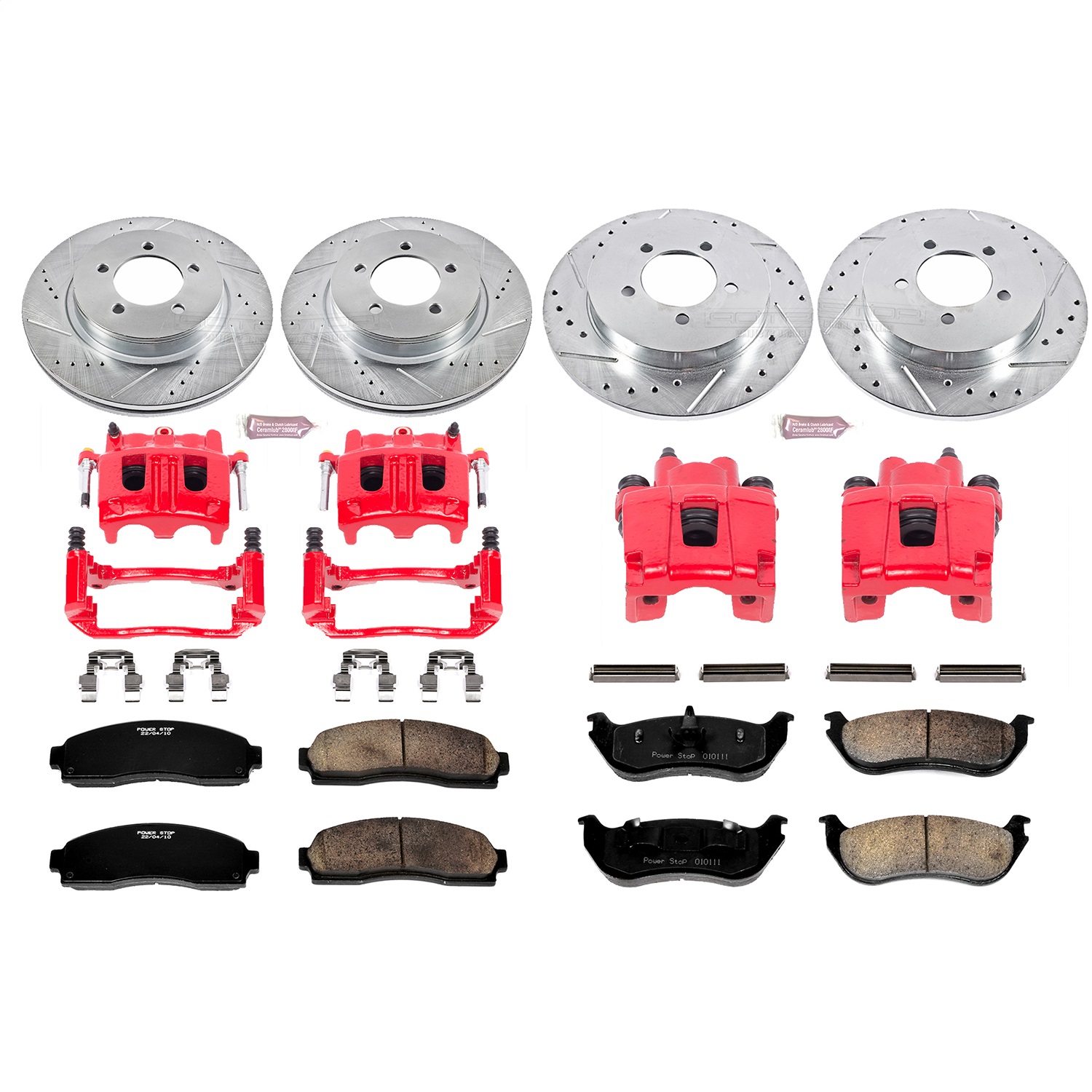 Power Stop - KC2722 - Front and Rear - Disc Brake Pad/Caliper and Rotor Kit