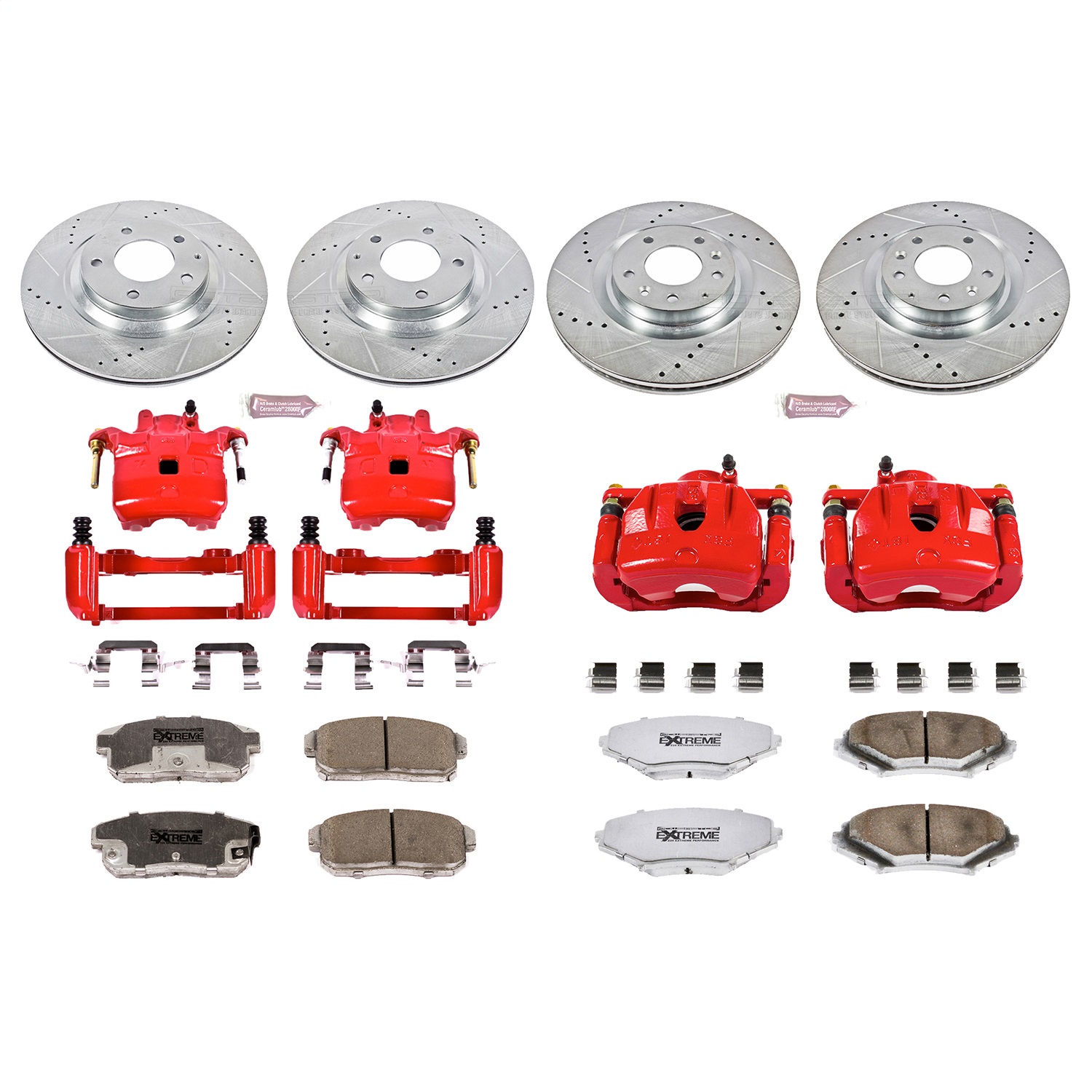 Power Stop - KC2727-26 - Front and Rear - Disc Brake Pad/Caliper and Rotor Kit
