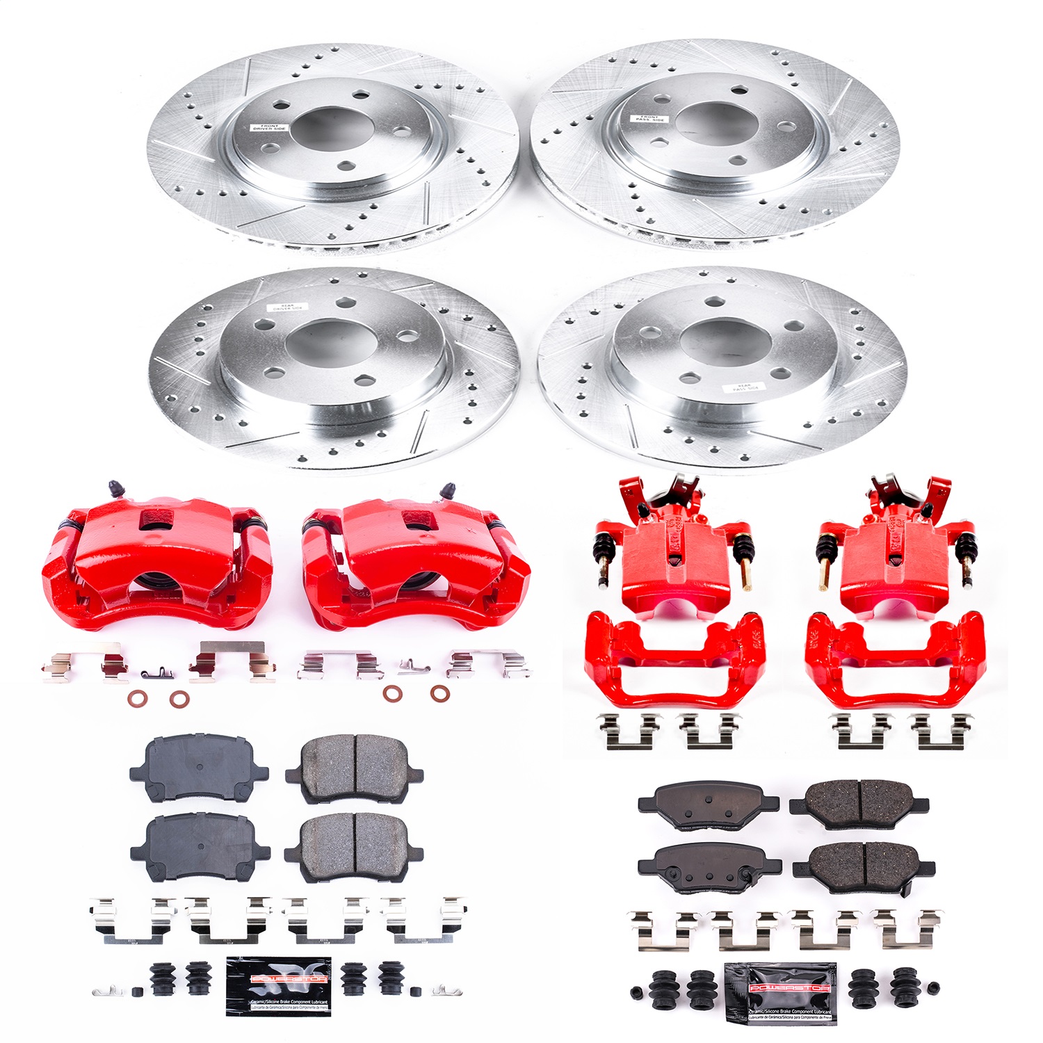 Power Stop - KC2731B - Front and Rear - Disc Brake Pad/Caliper and Rotor Kit