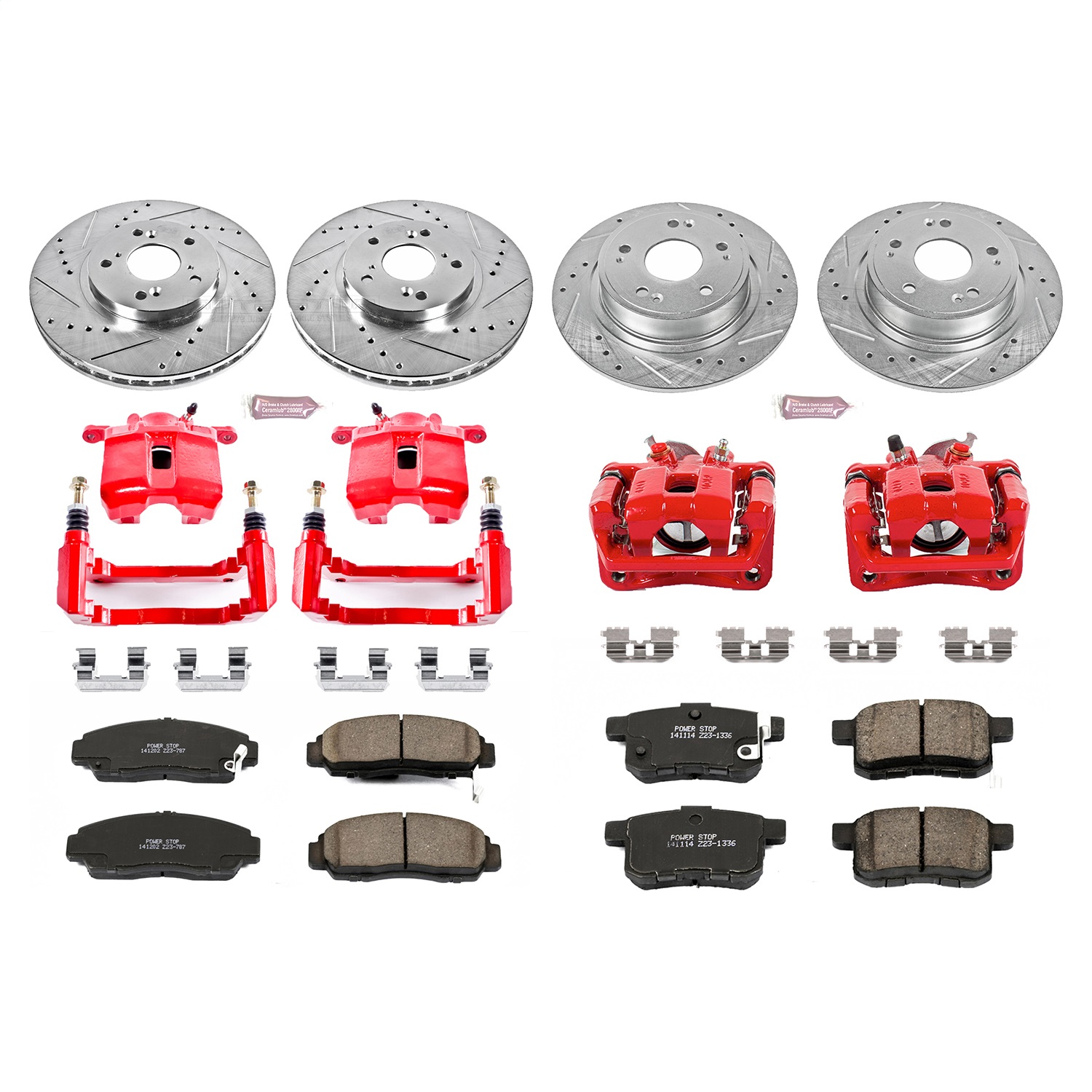 Power Stop - KC2742 - Front and Rear - Disc Brake Pad/Caliper and Rotor Kit
