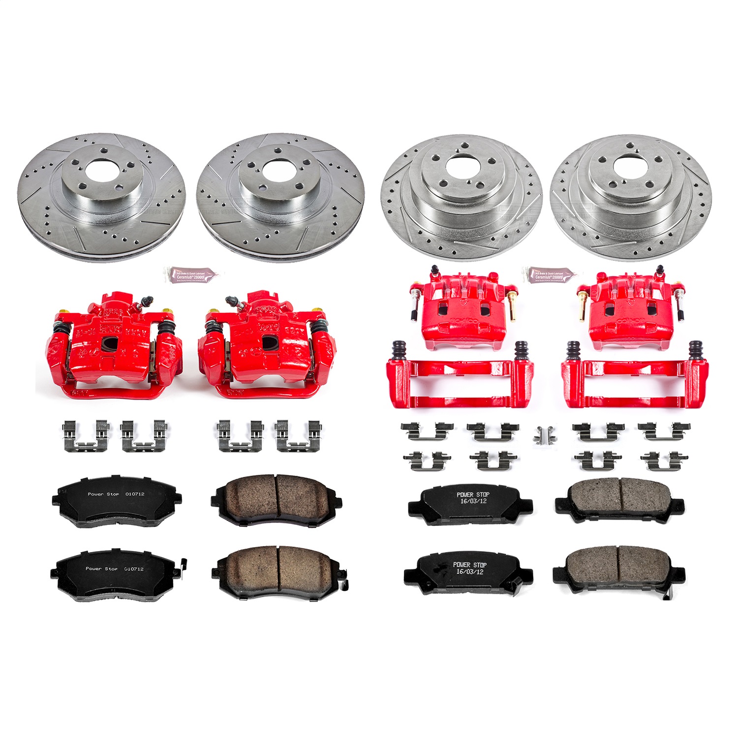 Power Stop - KC2748 - Front and Rear - Disc Brake Pad/Caliper and Rotor Kit