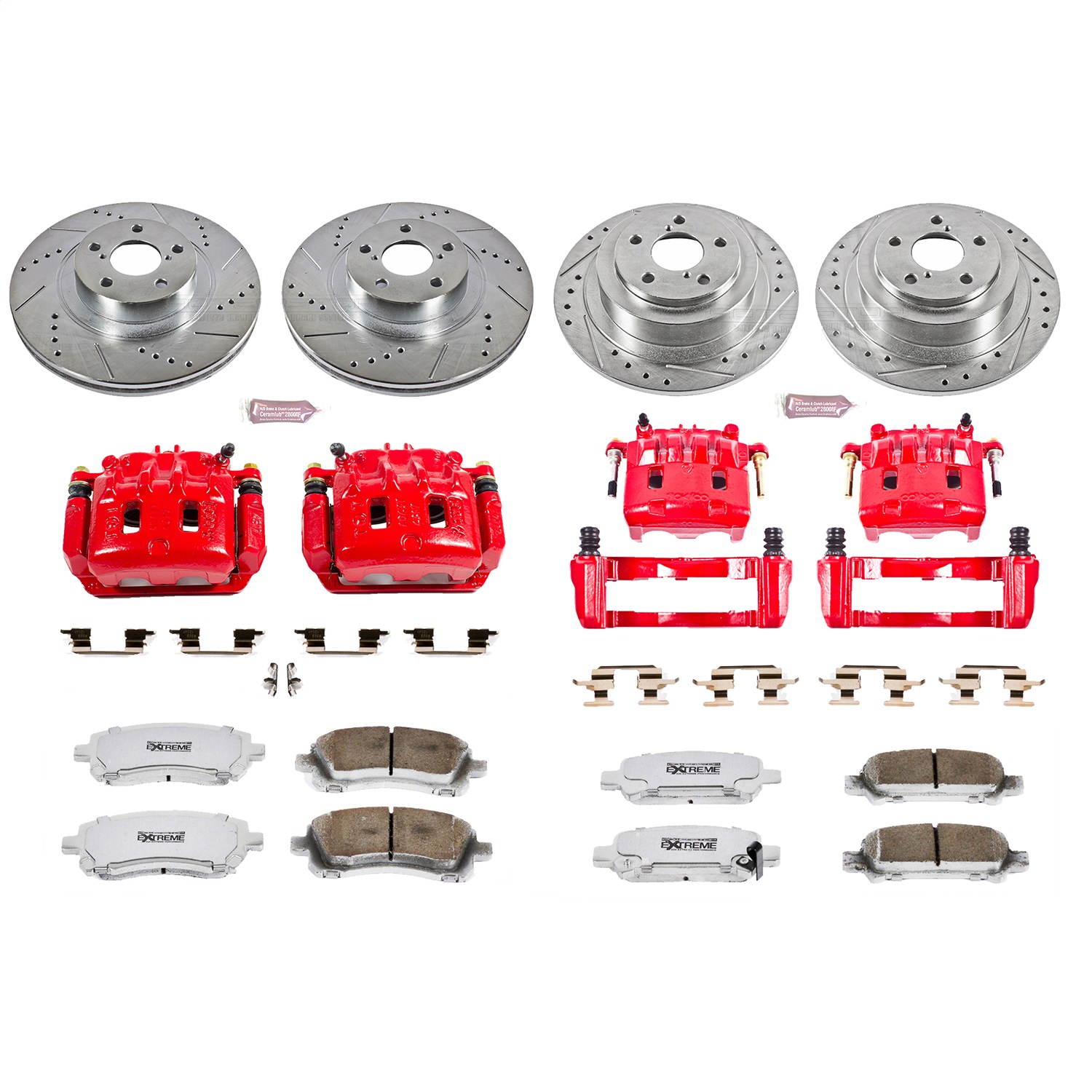 Power Stop - KC2749-26 - Front and Rear - Disc Brake Pad/Caliper and Rotor Kit