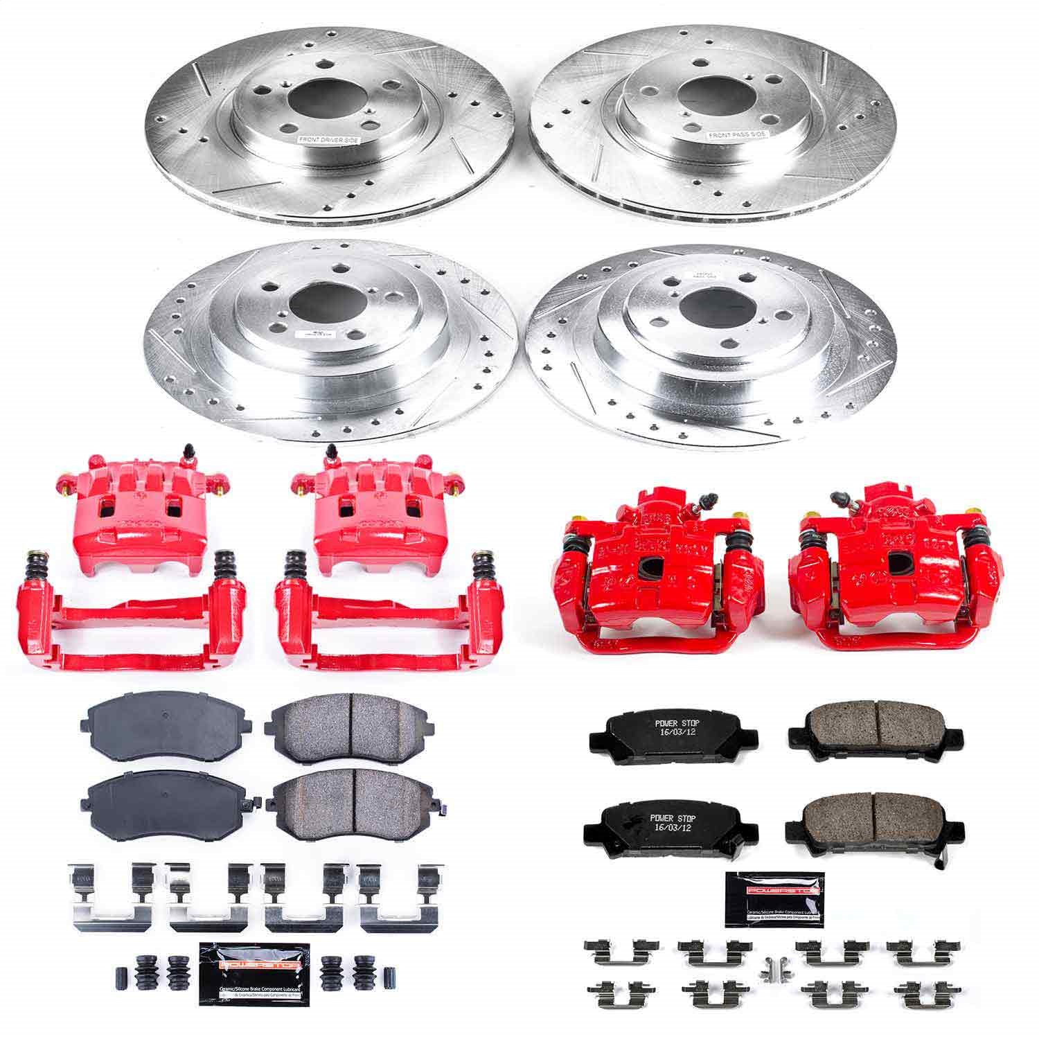 Power Stop - KC2750 - Front and Rear - Disc Brake Pad/Caliper and Rotor Kit