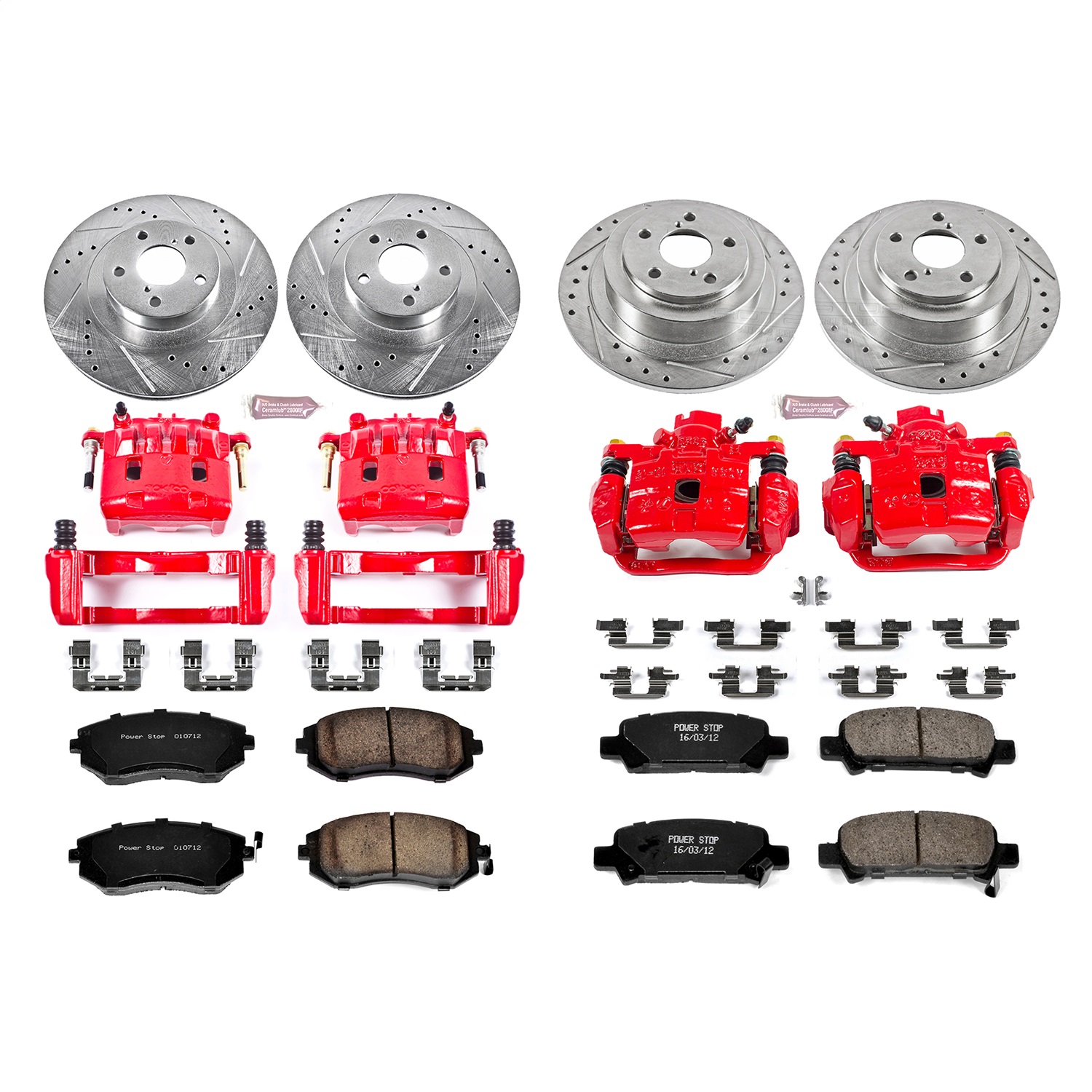 Power Stop - KC2751 - Front and Rear - Disc Brake Pad/Caliper and Rotor Kit