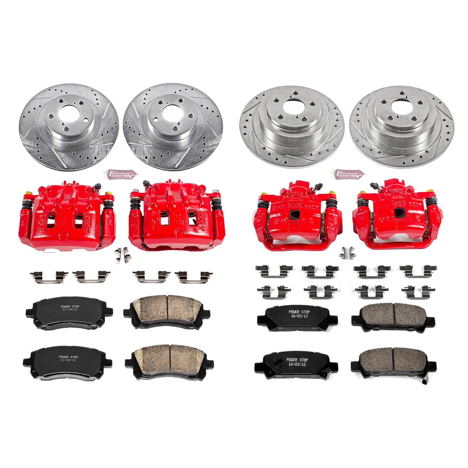Power Stop - KC2752 - Front and Rear - Disc Brake Pad/Caliper and Rotor Kit