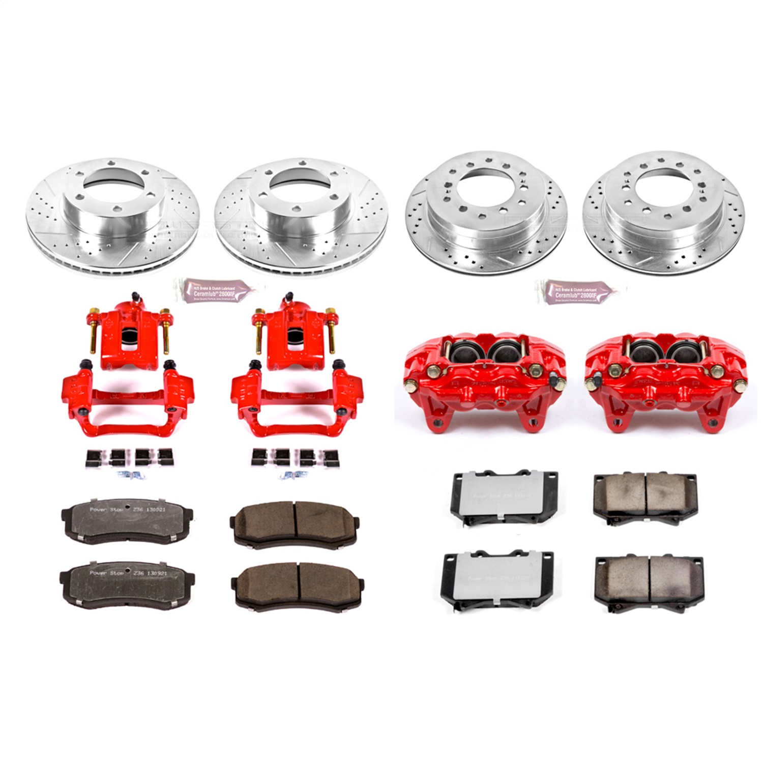 Power Stop - KC2756-36 - Front and Rear - Disc Brake Pad/Caliper and Rotor Kit