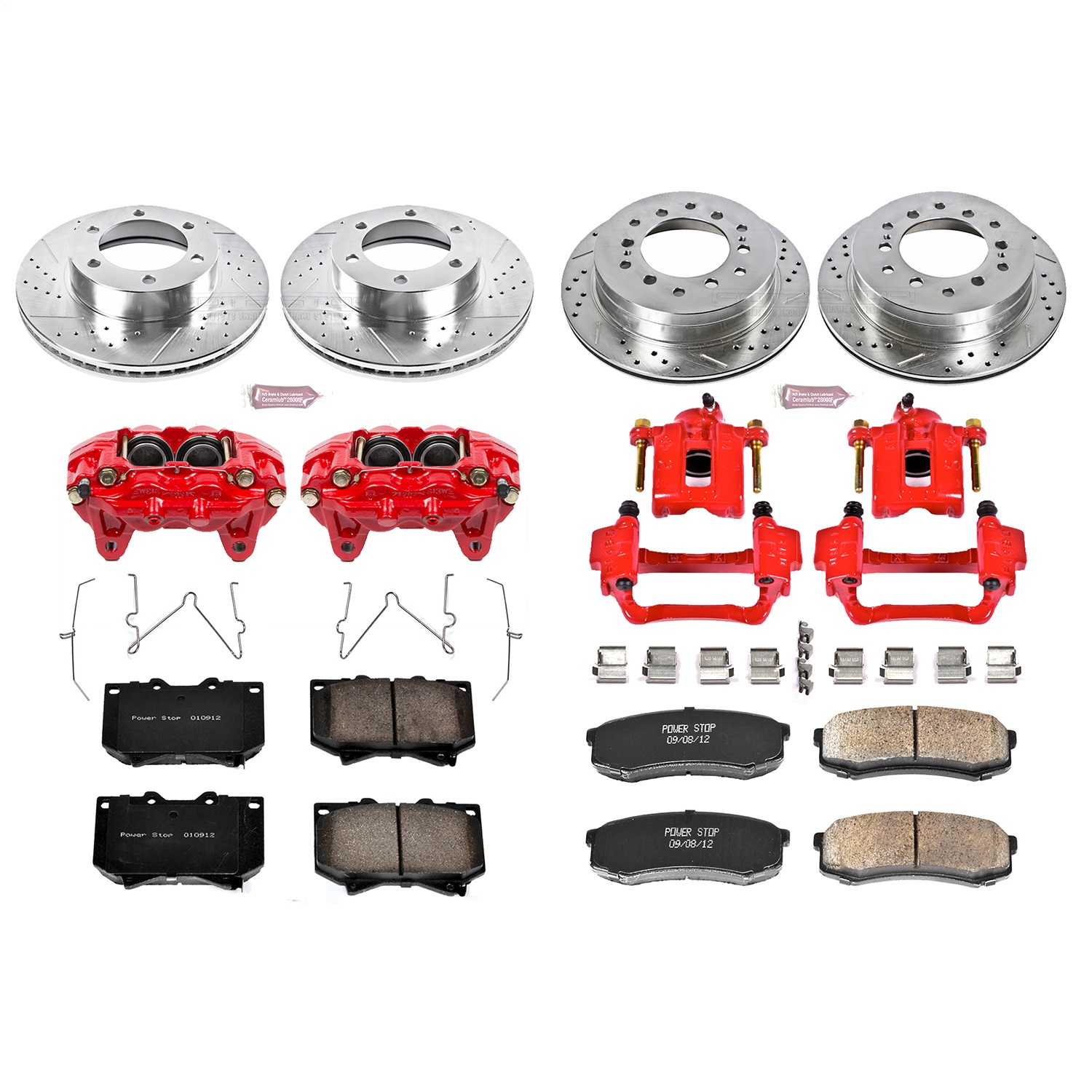 Power Stop - KC2756 - Front and Rear - Disc Brake Pad/Caliper and Rotor Kit