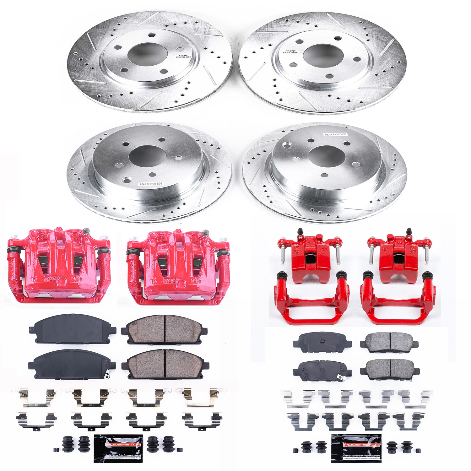 Power Stop - KC2766 - Front and Rear - Disc Brake Pad/Caliper and Rotor Kit