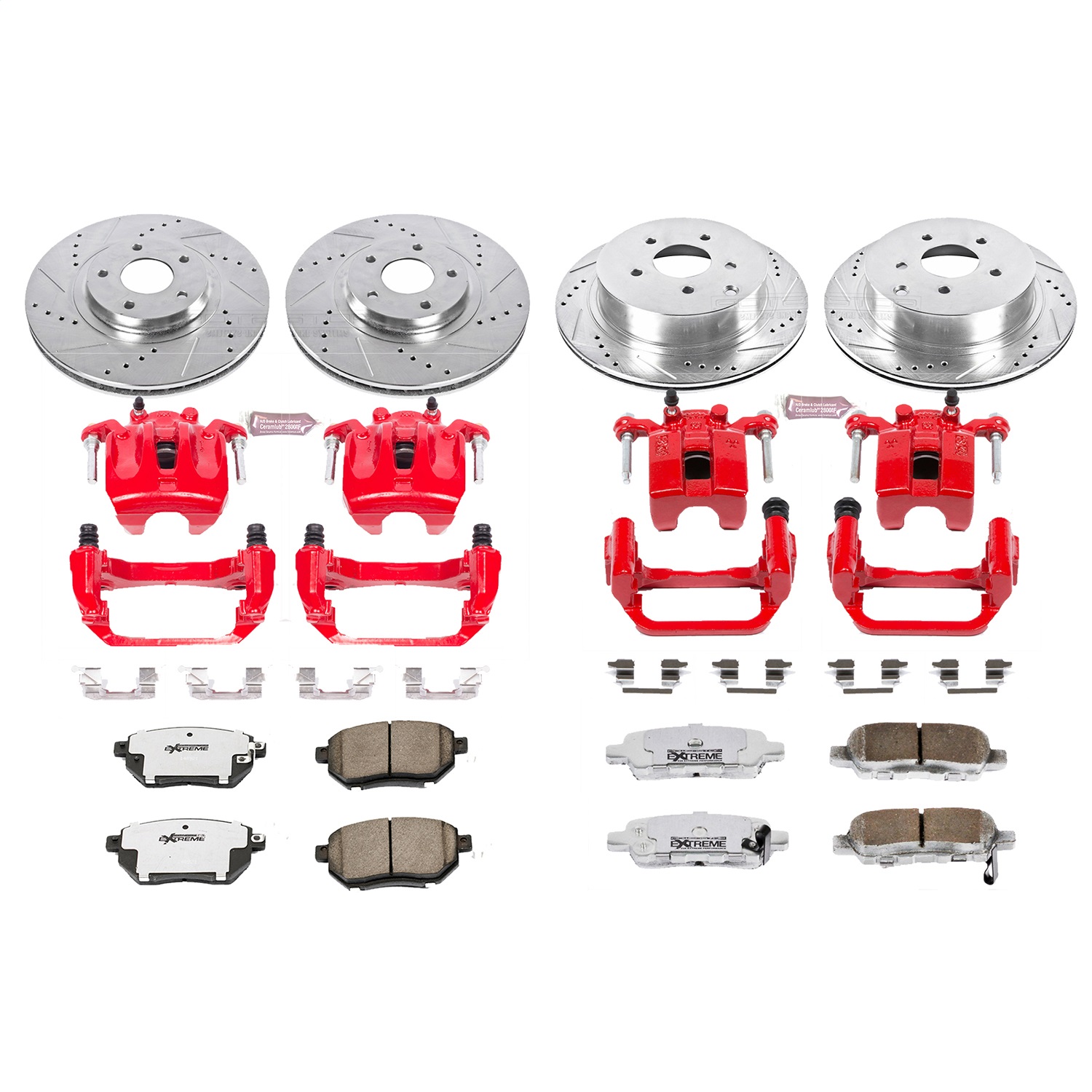 Power Stop - KC2767-26 - Front and Rear - Disc Brake Pad/Caliper and Rotor Kit