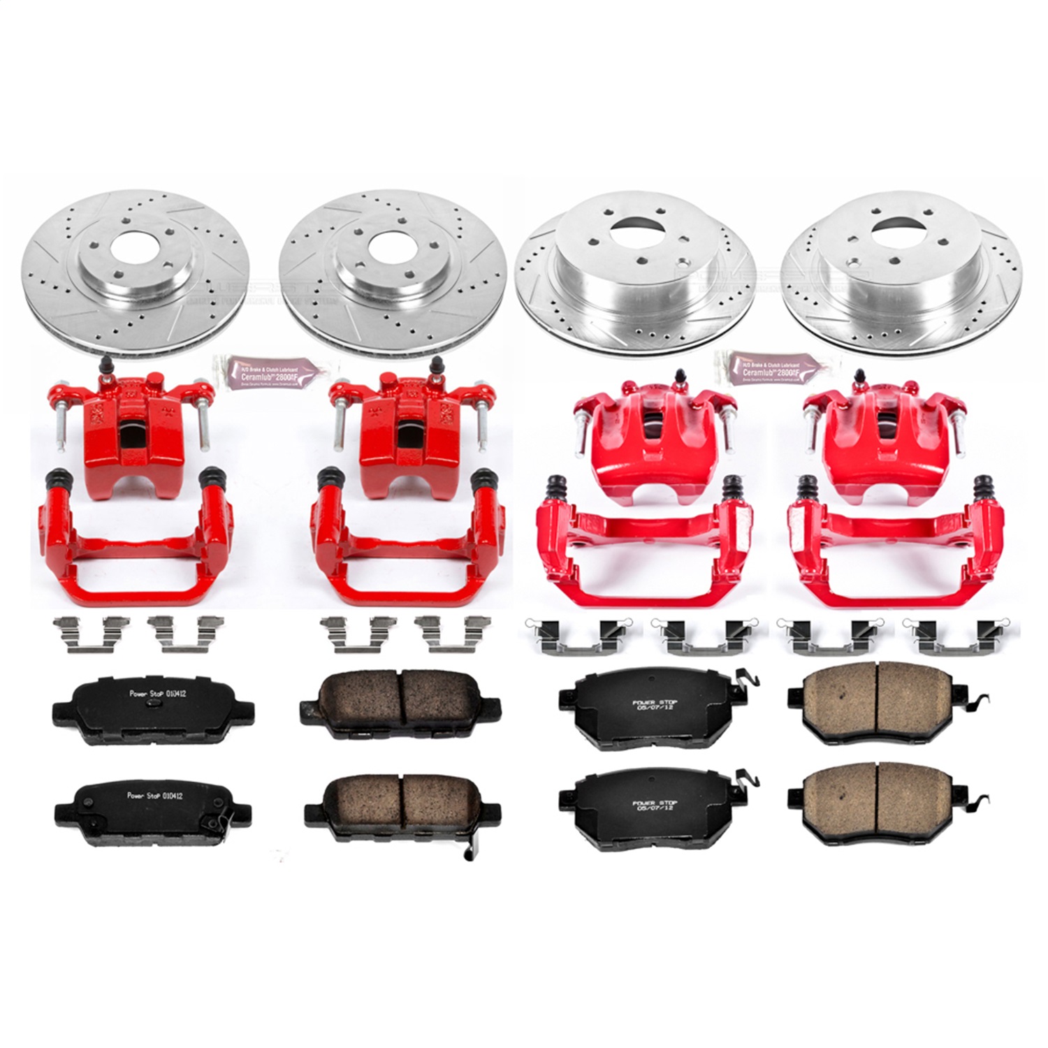 Power Stop - KC2767 - Front and Rear - Disc Brake Pad/Caliper and Rotor Kit