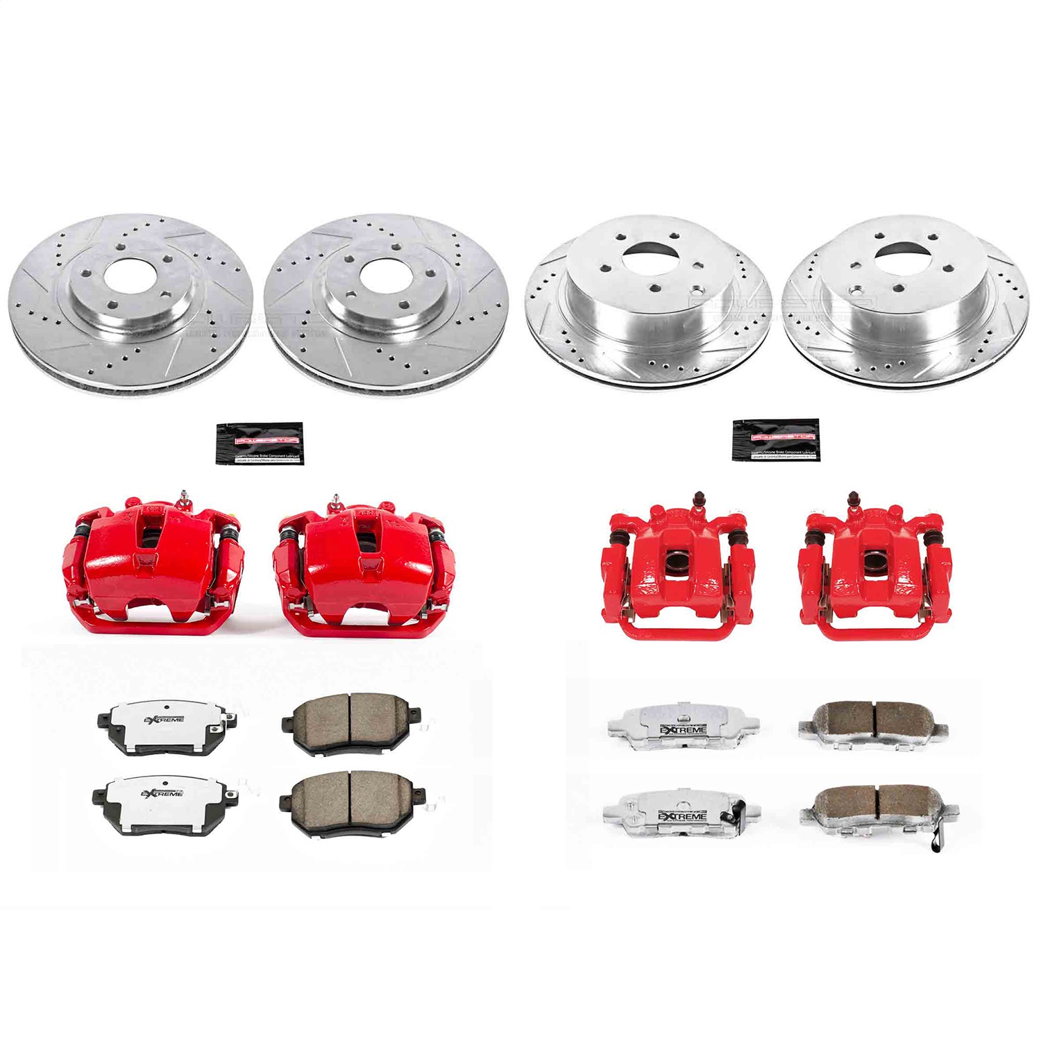 Power Stop - KC2767A-26 - Front and Rear - Disc Brake Pad/Caliper and Rotor Kit