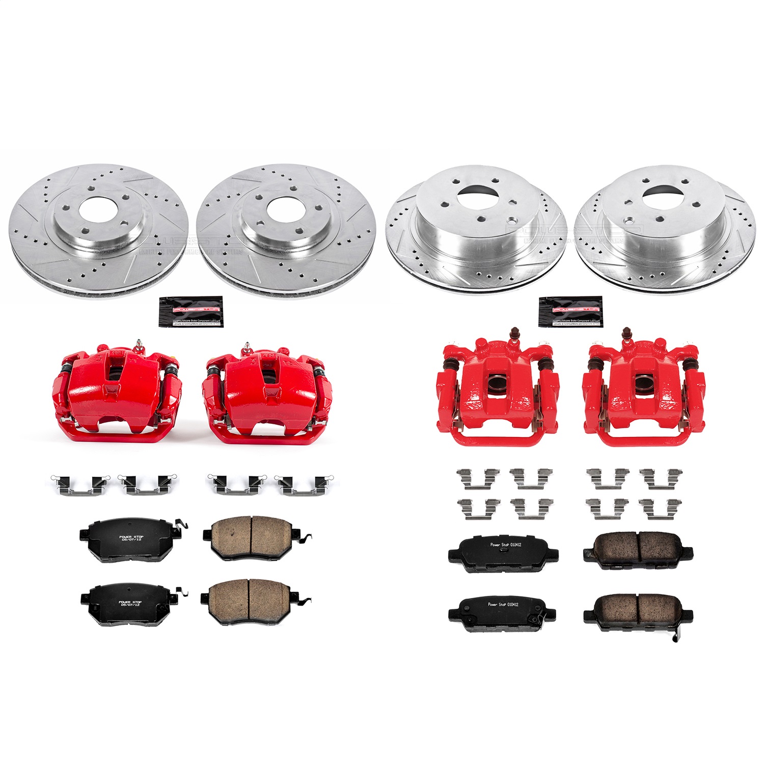 Power Stop - KC2767A - Front and Rear - Disc Brake Pad/Caliper and Rotor Kit