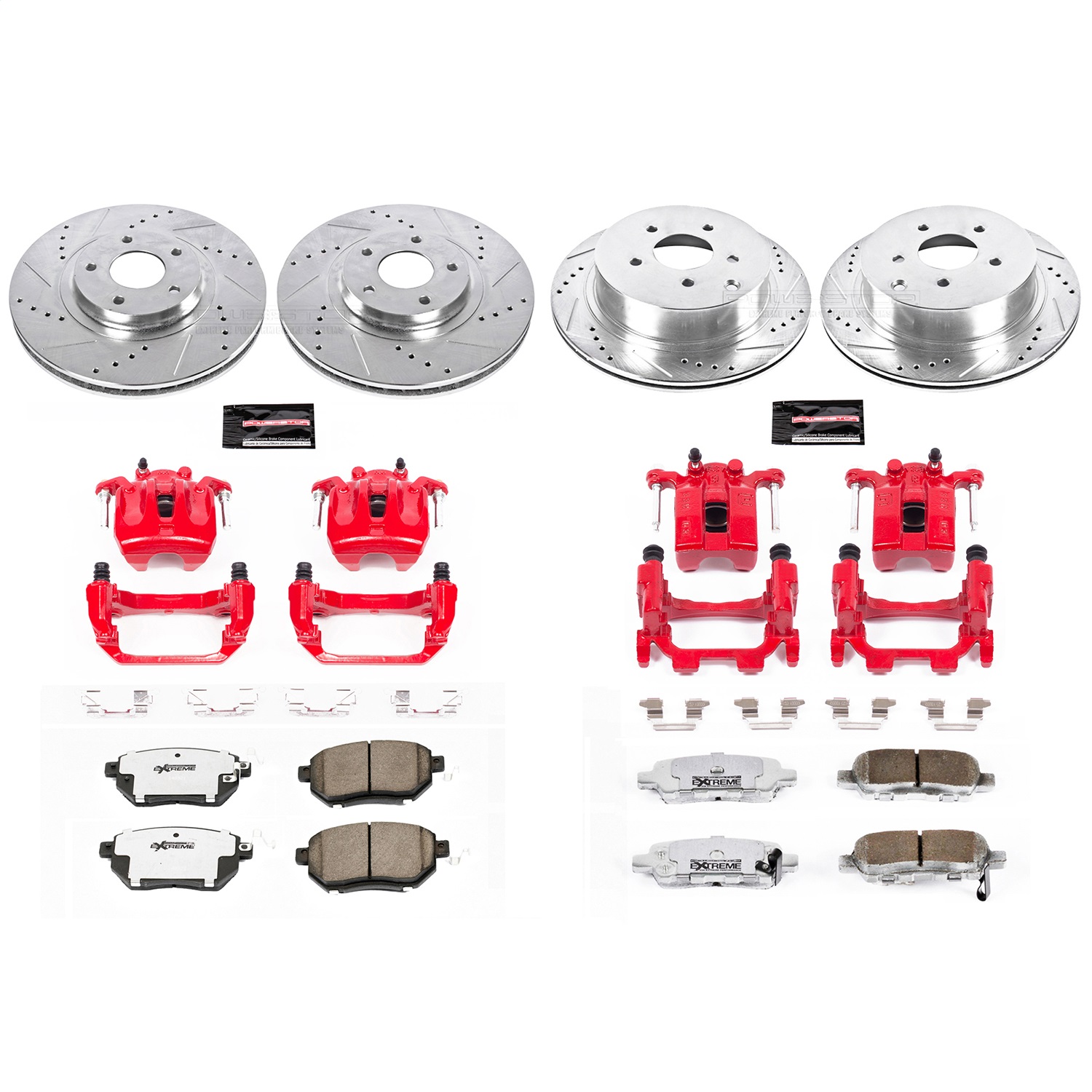 Power Stop - KC2767B-26 - Front and Rear - Disc Brake Pad/Caliper and Rotor Kit