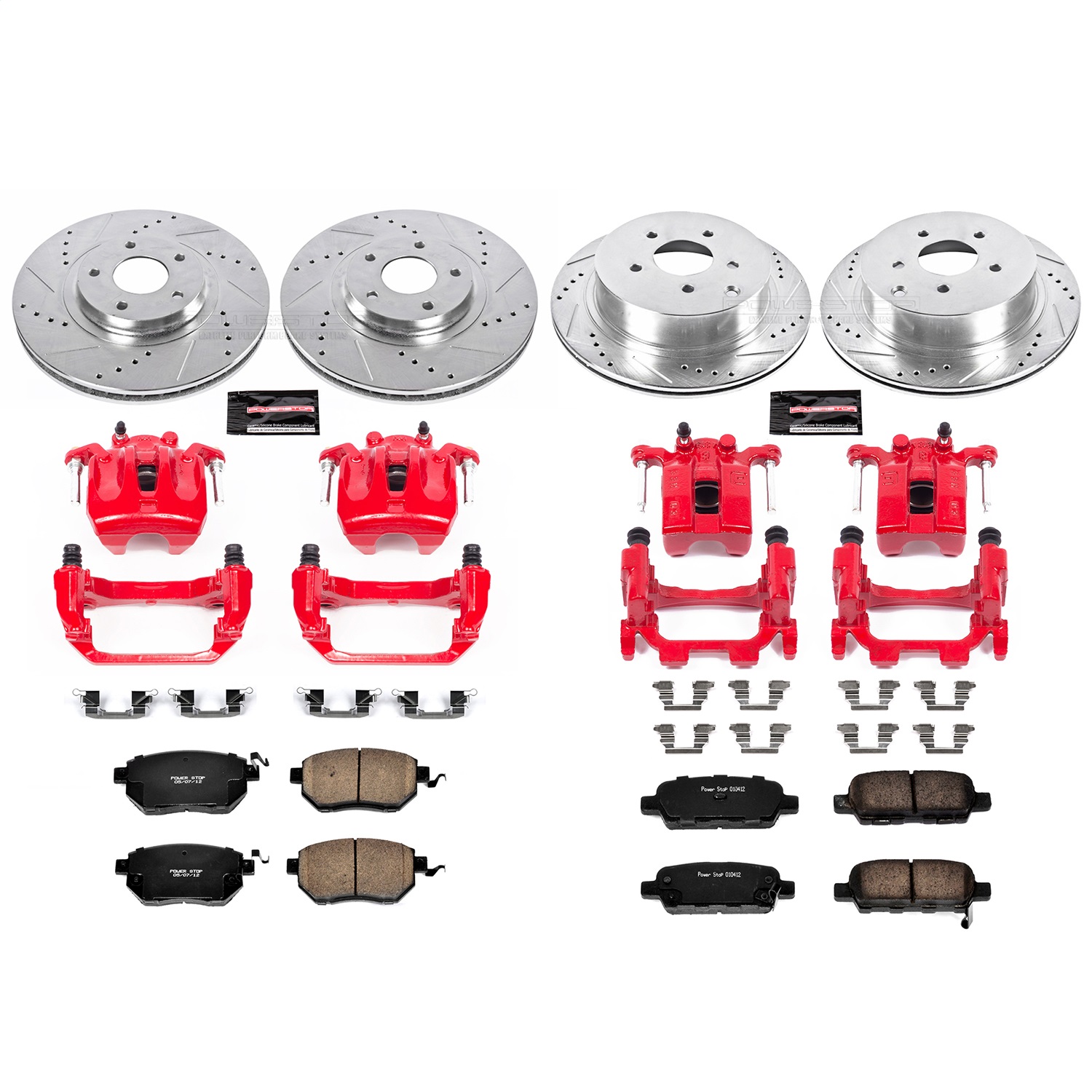 Power Stop - KC2767B - Front and Rear - Disc Brake Pad/Caliper and Rotor Kit