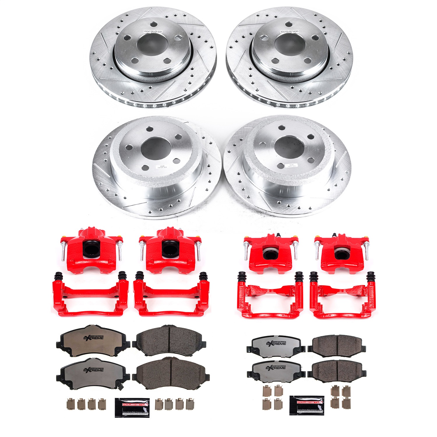 Power Stop - KC2798-36 - Front and Rear - Disc Brake Pad/Caliper and Rotor Kit