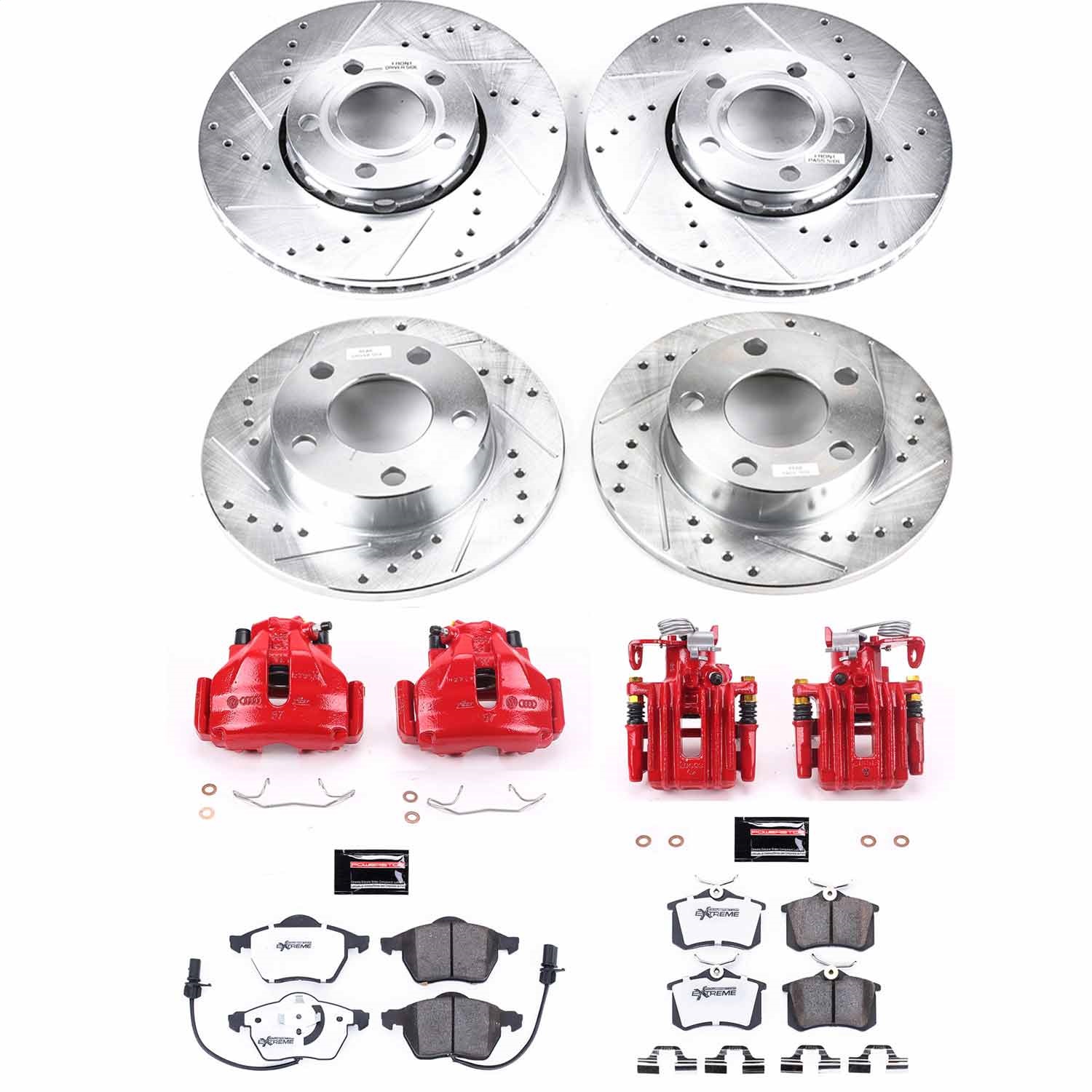 Power Stop - KC2800-26 - Front and Rear - Disc Brake Pad/Caliper and Rotor Kit