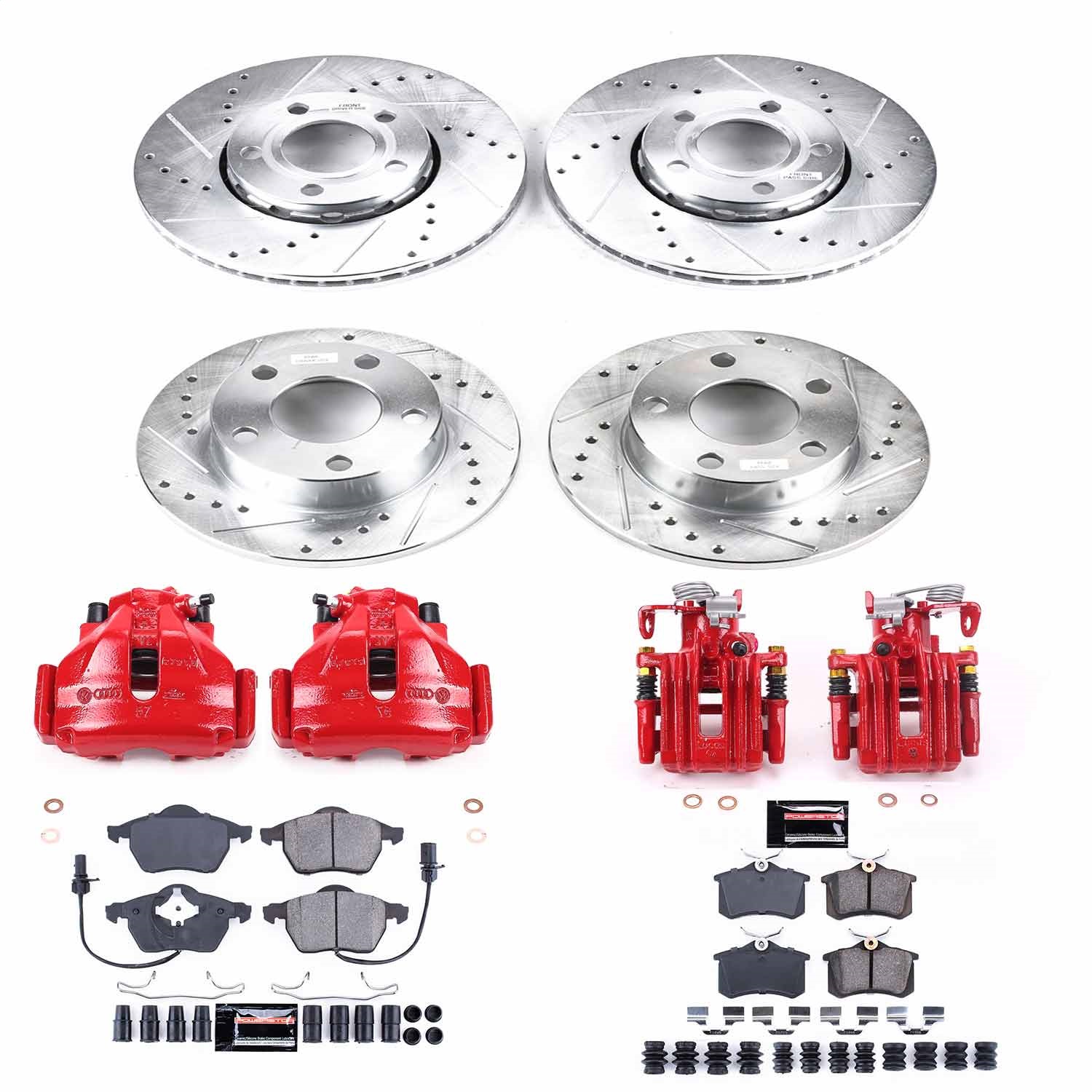 Power Stop - KC2800 - Front and Rear - Disc Brake Pad/Caliper and Rotor Kit