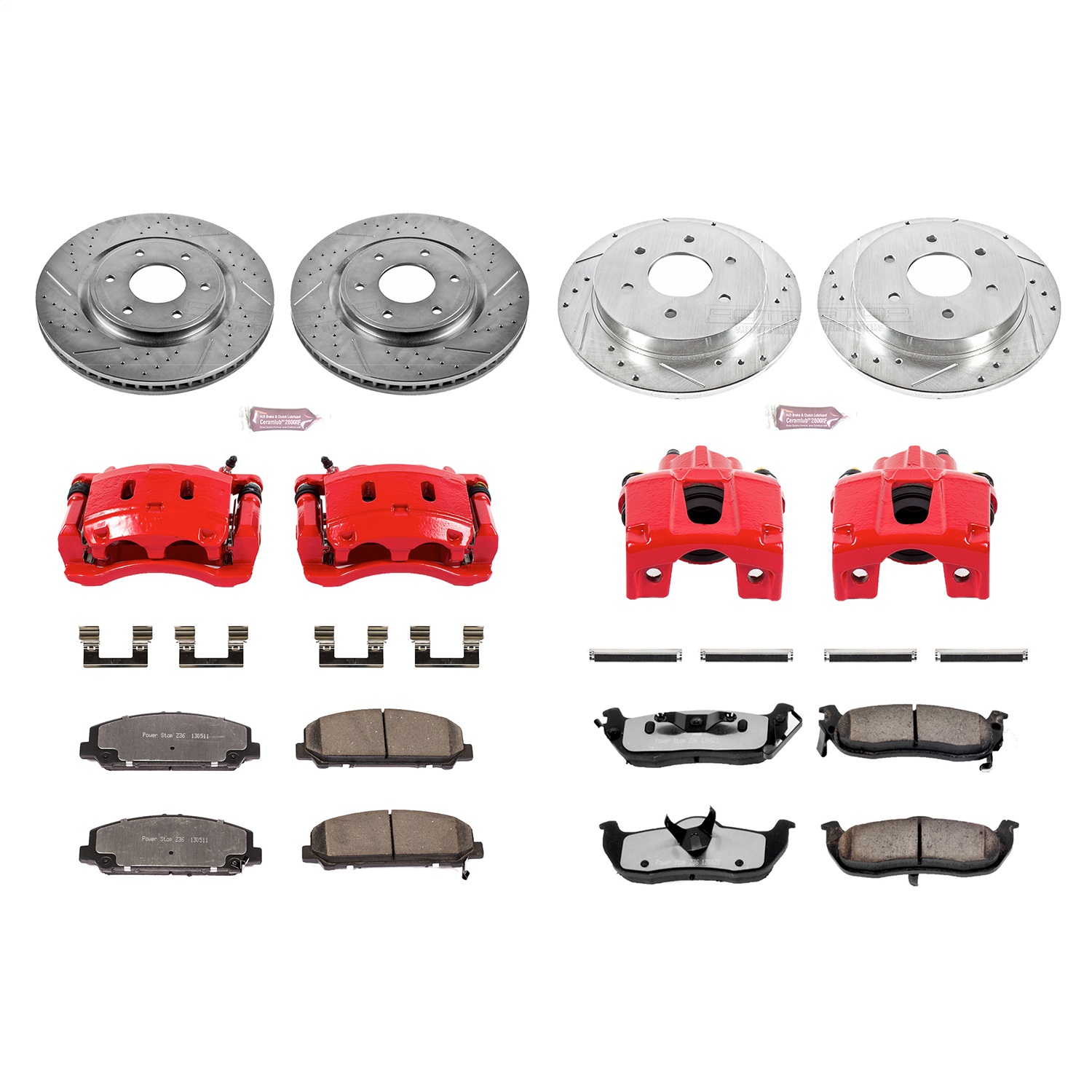 Power Stop - KC2804-36 - Front and Rear - Disc Brake Pad/Caliper and Rotor Kit