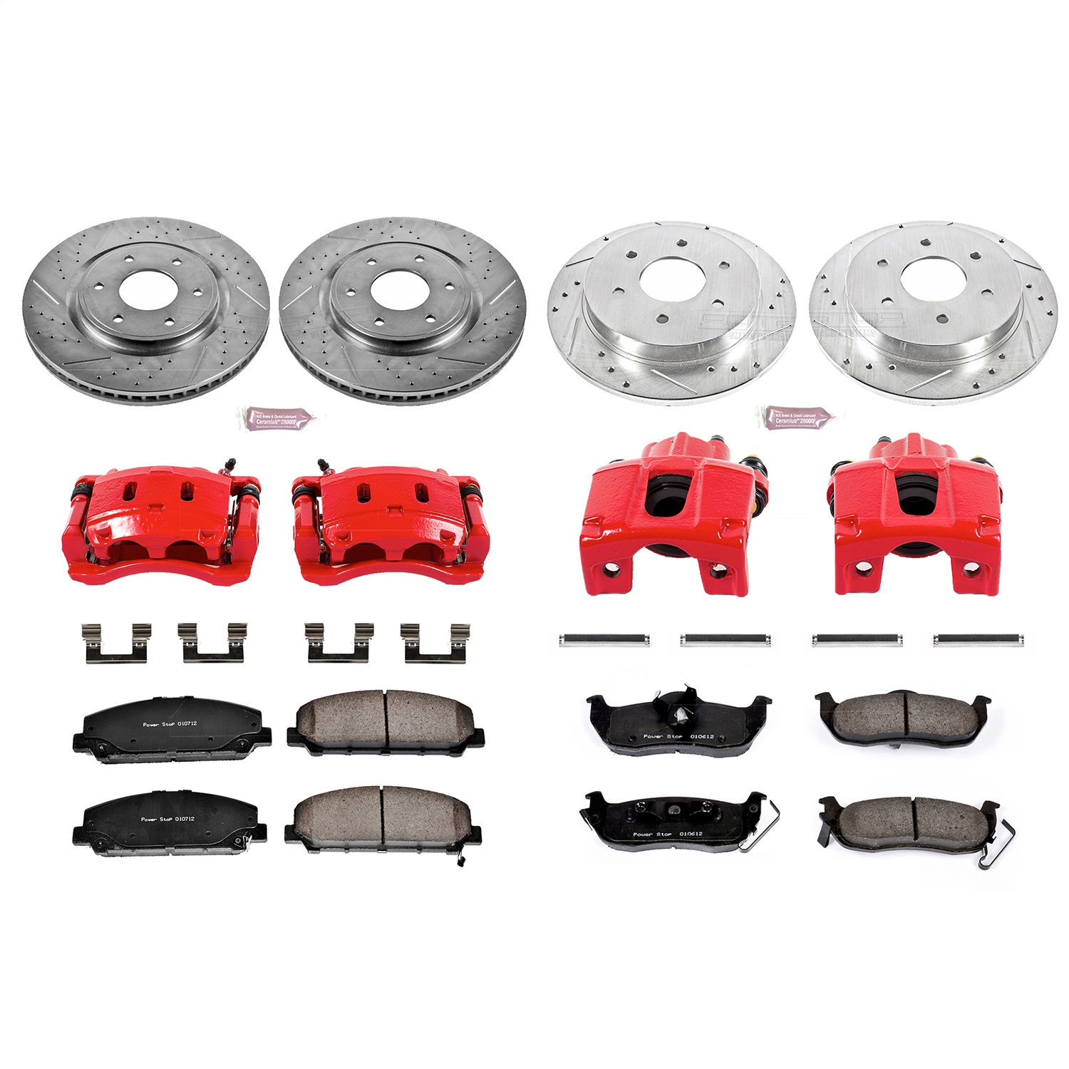 Power Stop - KC2804 - Front and Rear - Disc Brake Pad/Caliper and Rotor Kit