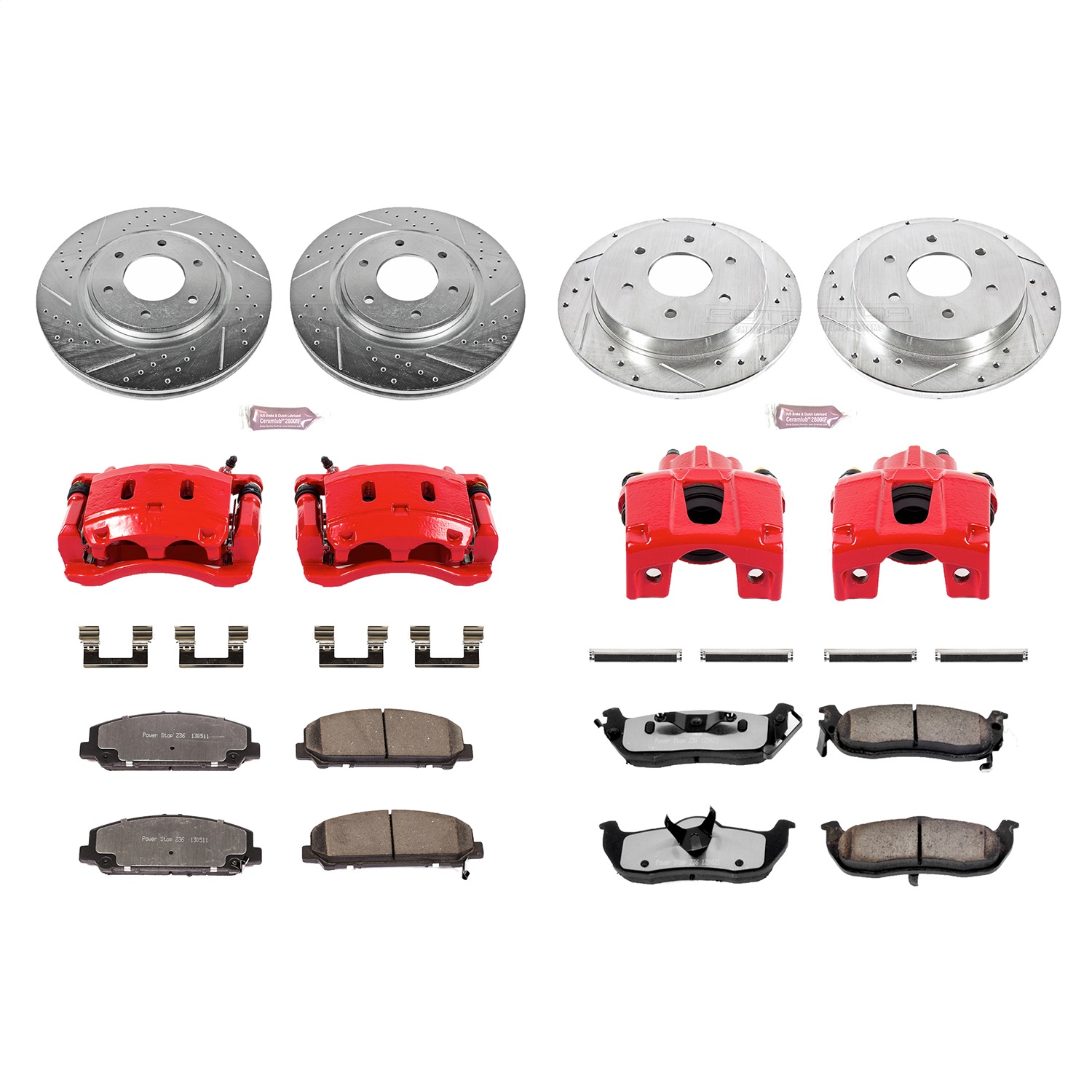 Power Stop - KC2805-36 - Front and Rear - Disc Brake Pad/Caliper and Rotor Kit