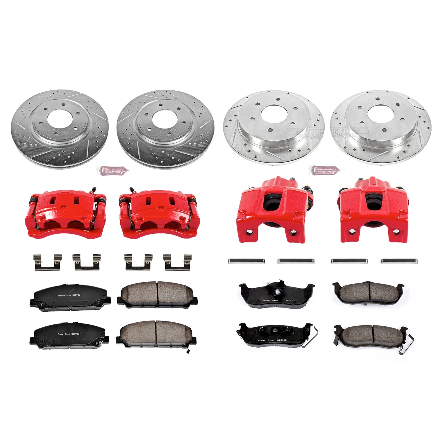 Power Stop - KC2805 - Front and Rear - Disc Brake Pad/Caliper and Rotor Kit