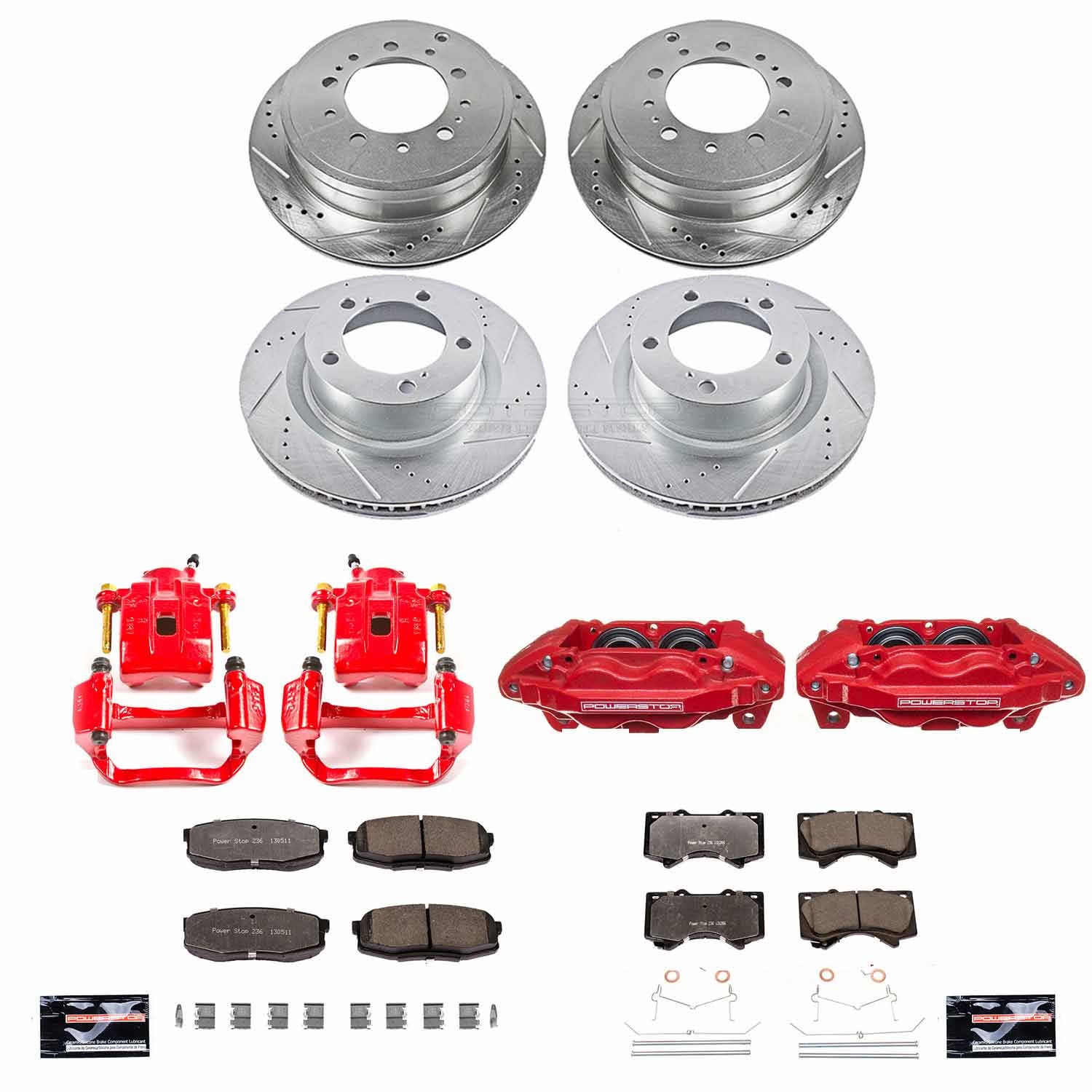 Power Stop - KC2813A-36 - Front and Rear - Disc Brake Pad/Caliper and Rotor Kit