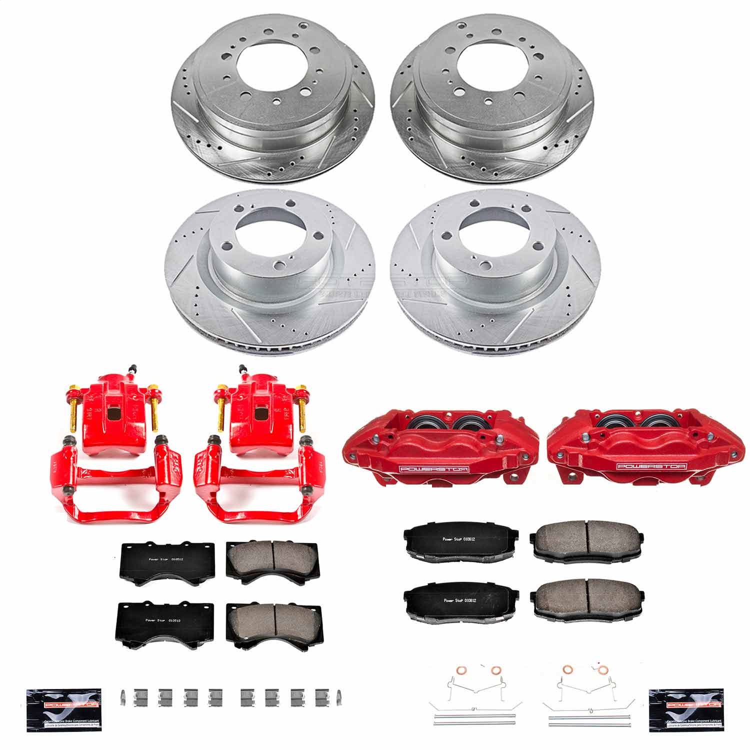 Power Stop - KC2813A - Front and Rear - Disc Brake Pad/Caliper and Rotor Kit