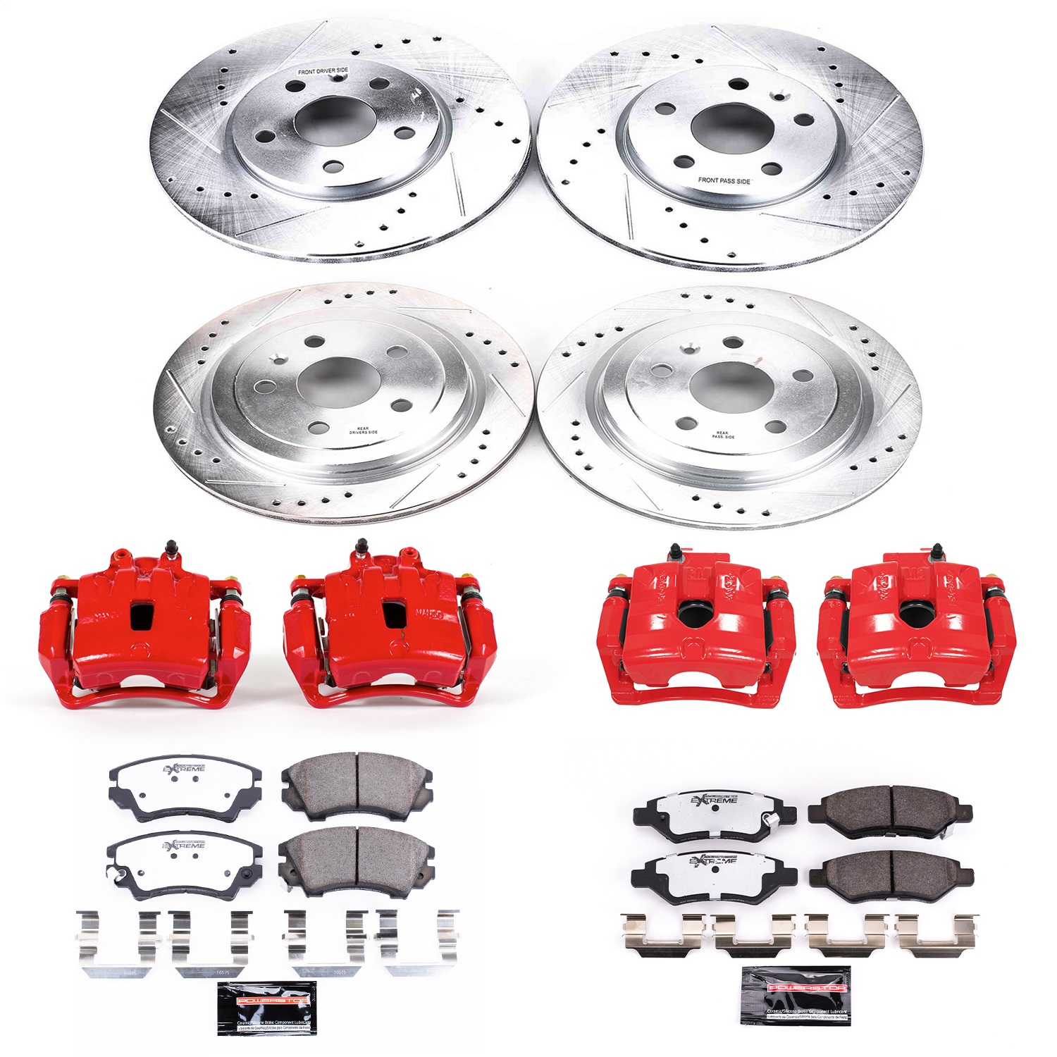 Power Stop - KC2816-26 - Front and Rear - Disc Brake Pad/Caliper and Rotor Kit
