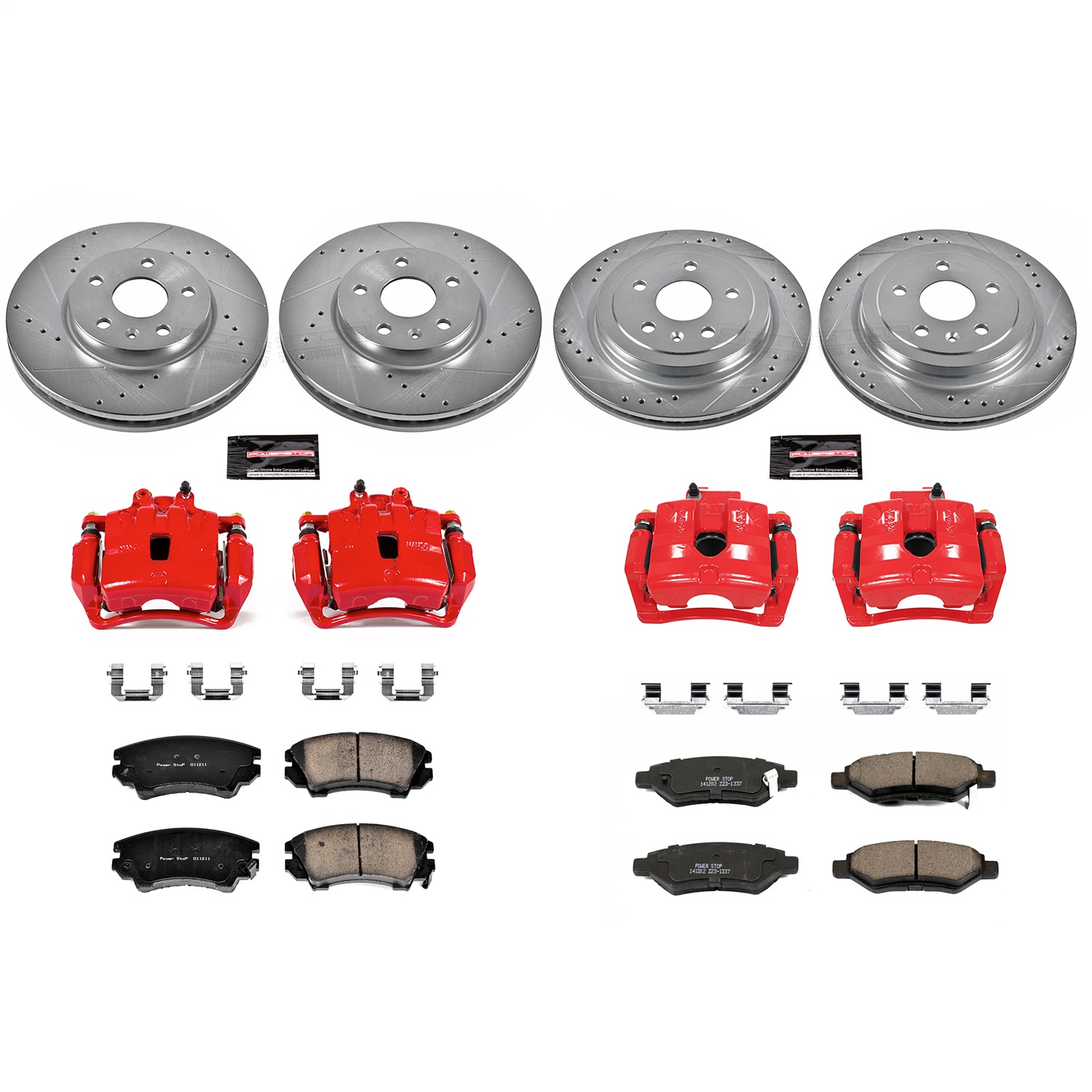 Power Stop - KC2816 - Front and Rear - Disc Brake Pad/Caliper and Rotor Kit