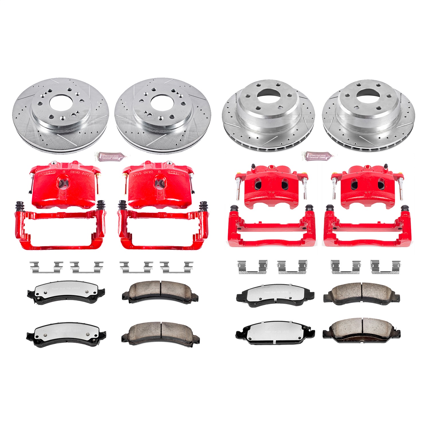 Power Stop - KC2826-36 - Front and Rear - Disc Brake Pad/Caliper and Rotor Kit