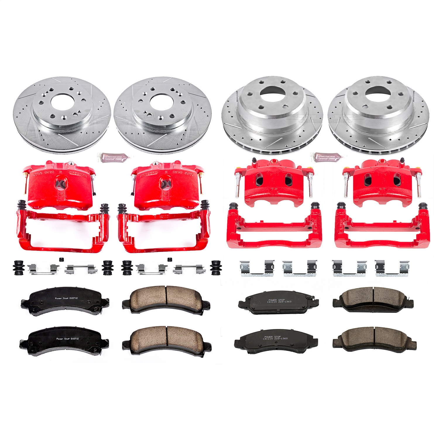 Power Stop - KC2826 - Front and Rear - Disc Brake Pad/Caliper and Rotor Kit