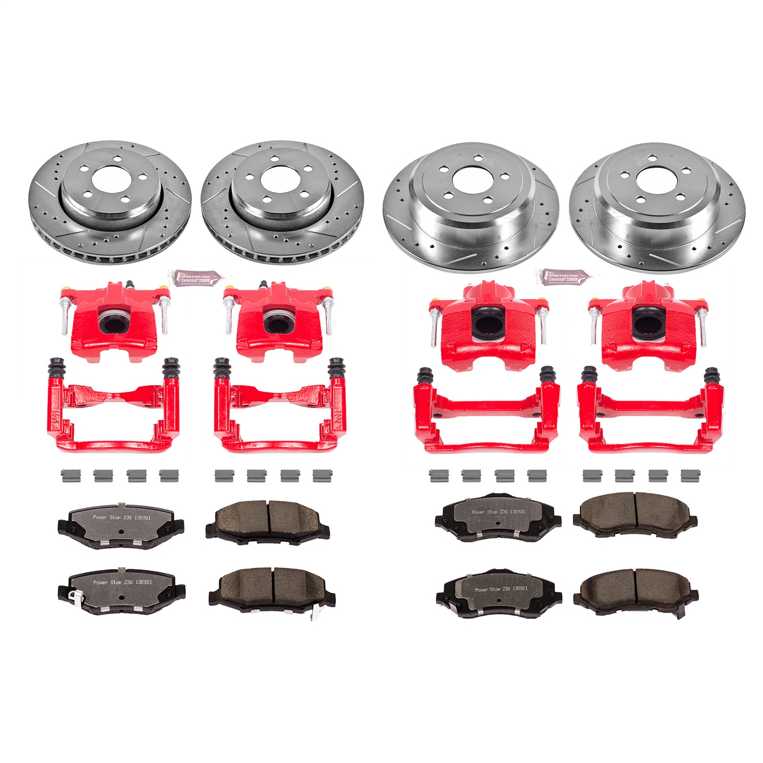 Power Stop - KC2832A-36 - Front and Rear - Disc Brake Pad/Caliper and Rotor Kit