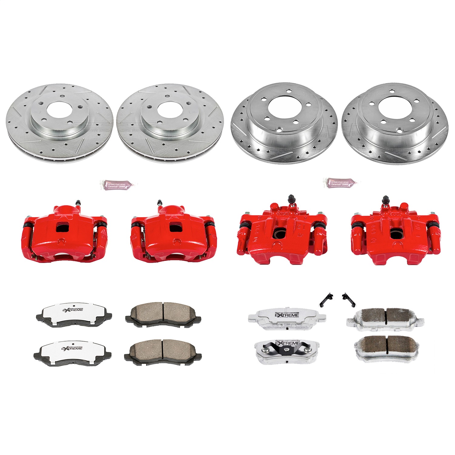 Power Stop - KC2840-26 - Front and Rear - Disc Brake Pad/Caliper and Rotor Kit