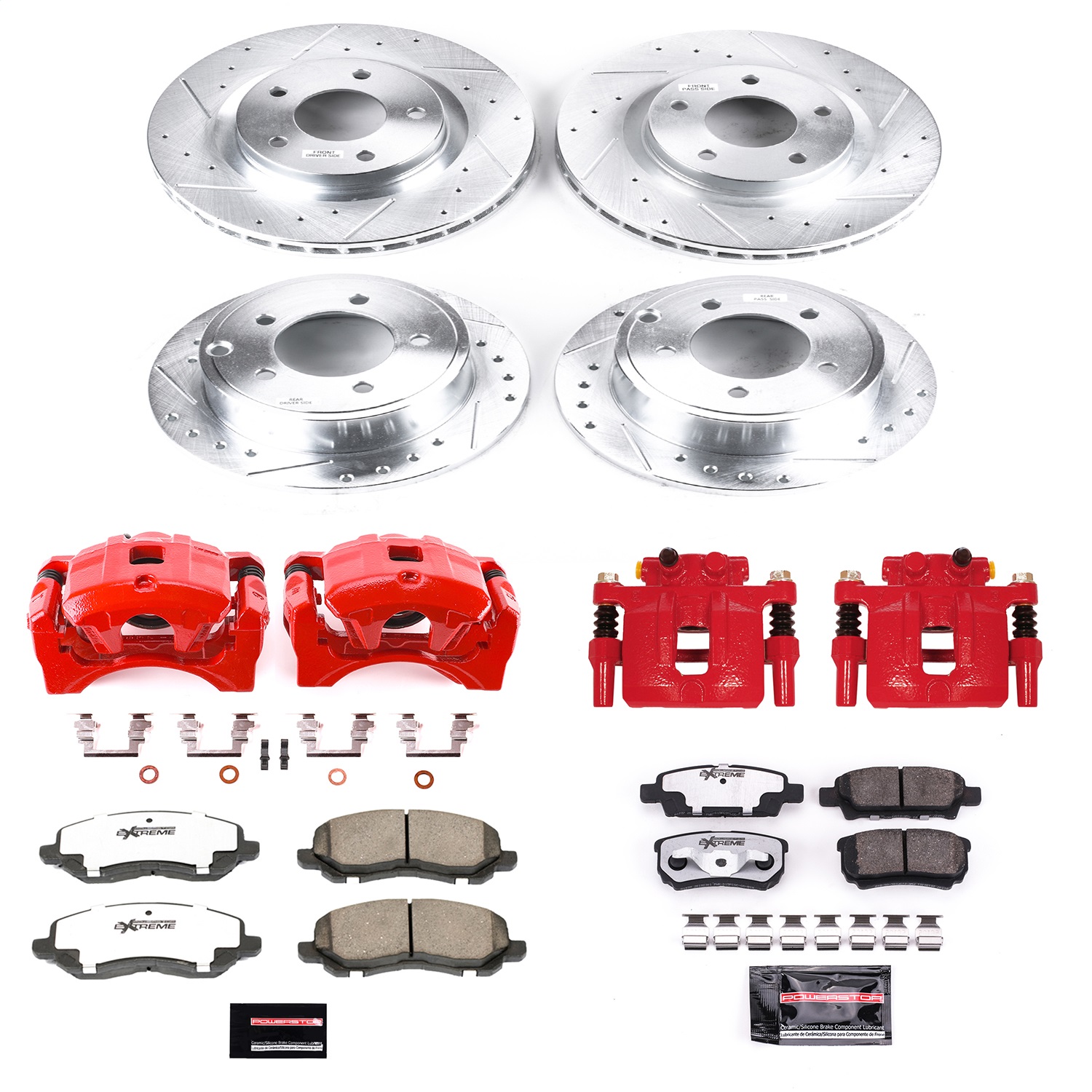 Power Stop - KC2840A-26 - Front and Rear - Disc Brake Pad/Caliper and Rotor Kit